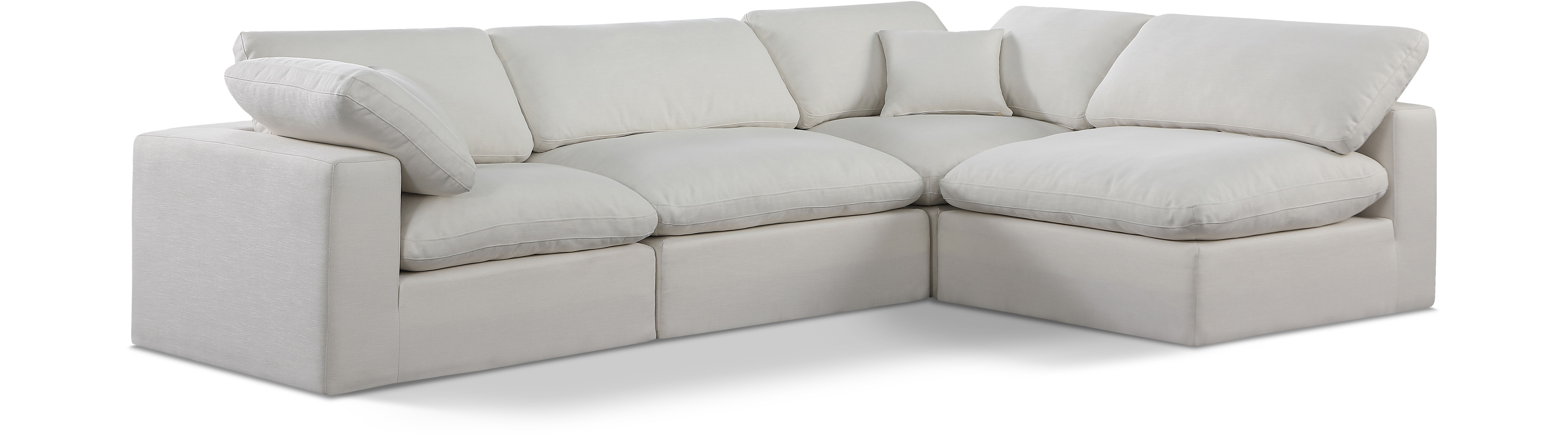 Comfy - 4 Piece Linen Fabric Modular Armless Sectional - Light Gray