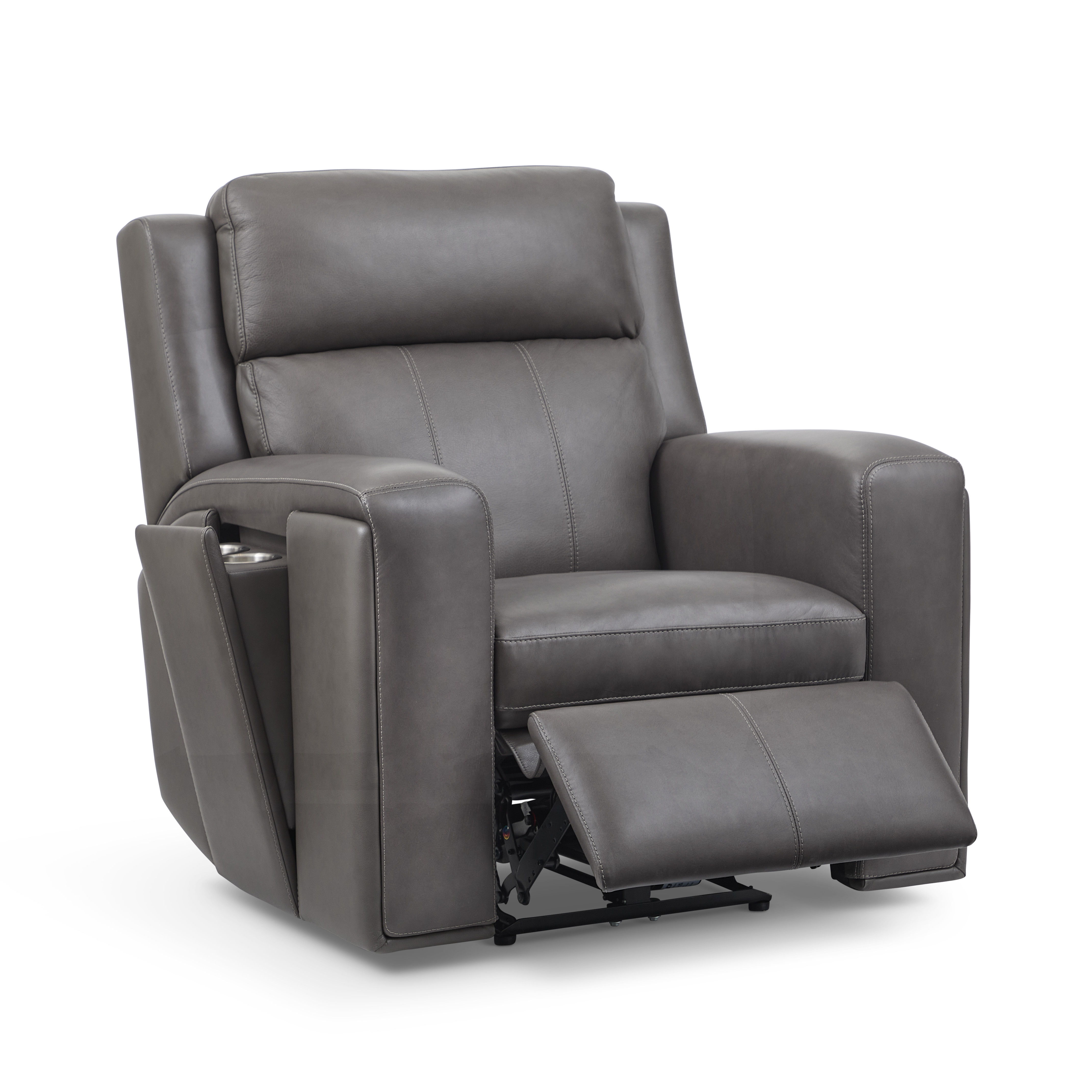 Wyatt - Power Recliner With Power Headrest & Lumbar - Gunmetal, dark gray, view 2