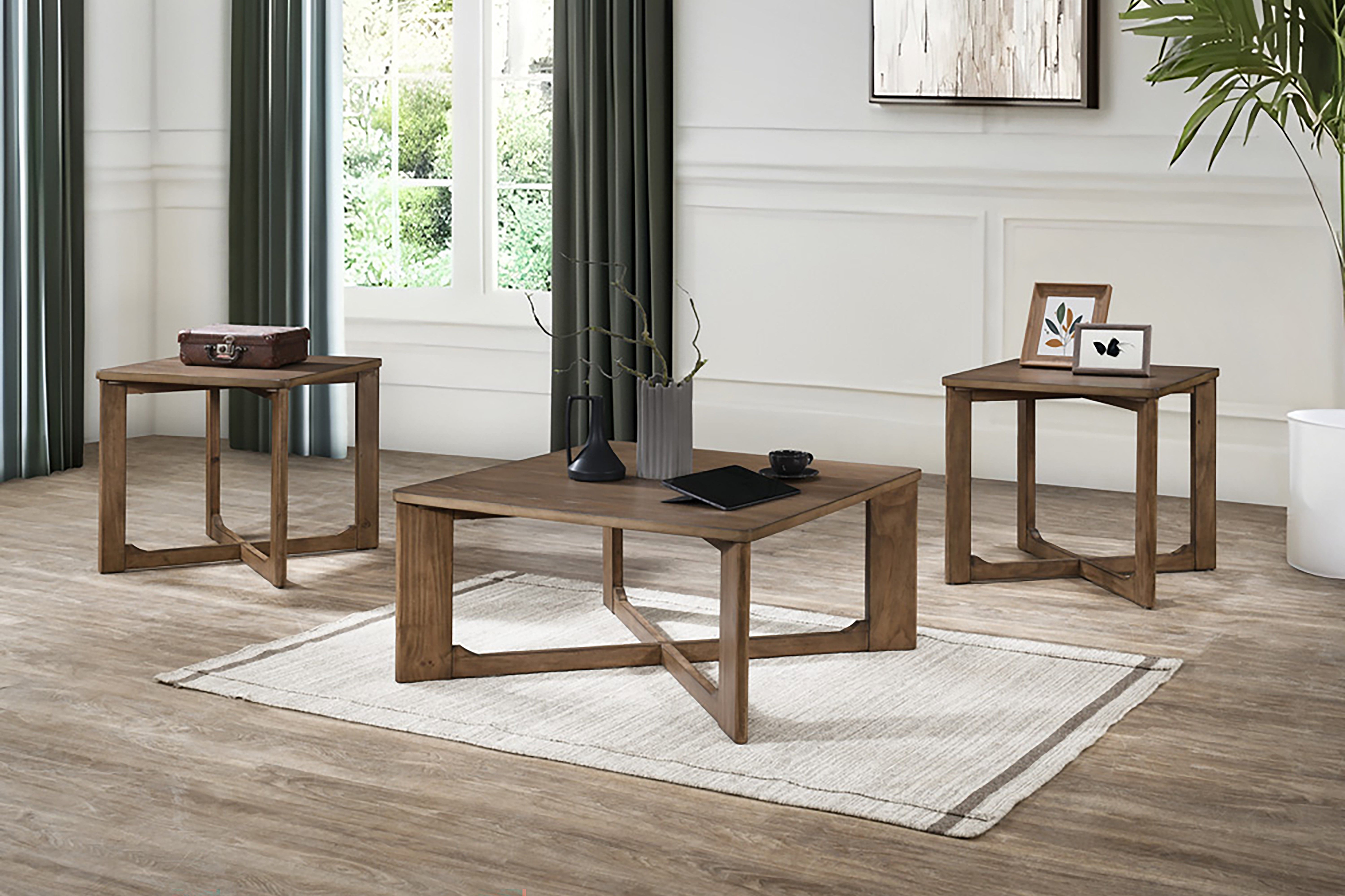 Sweeney - 3 Piece Occasional Set (1 Coffee & 2 End Tables) - Natural, dark brown, view 8
