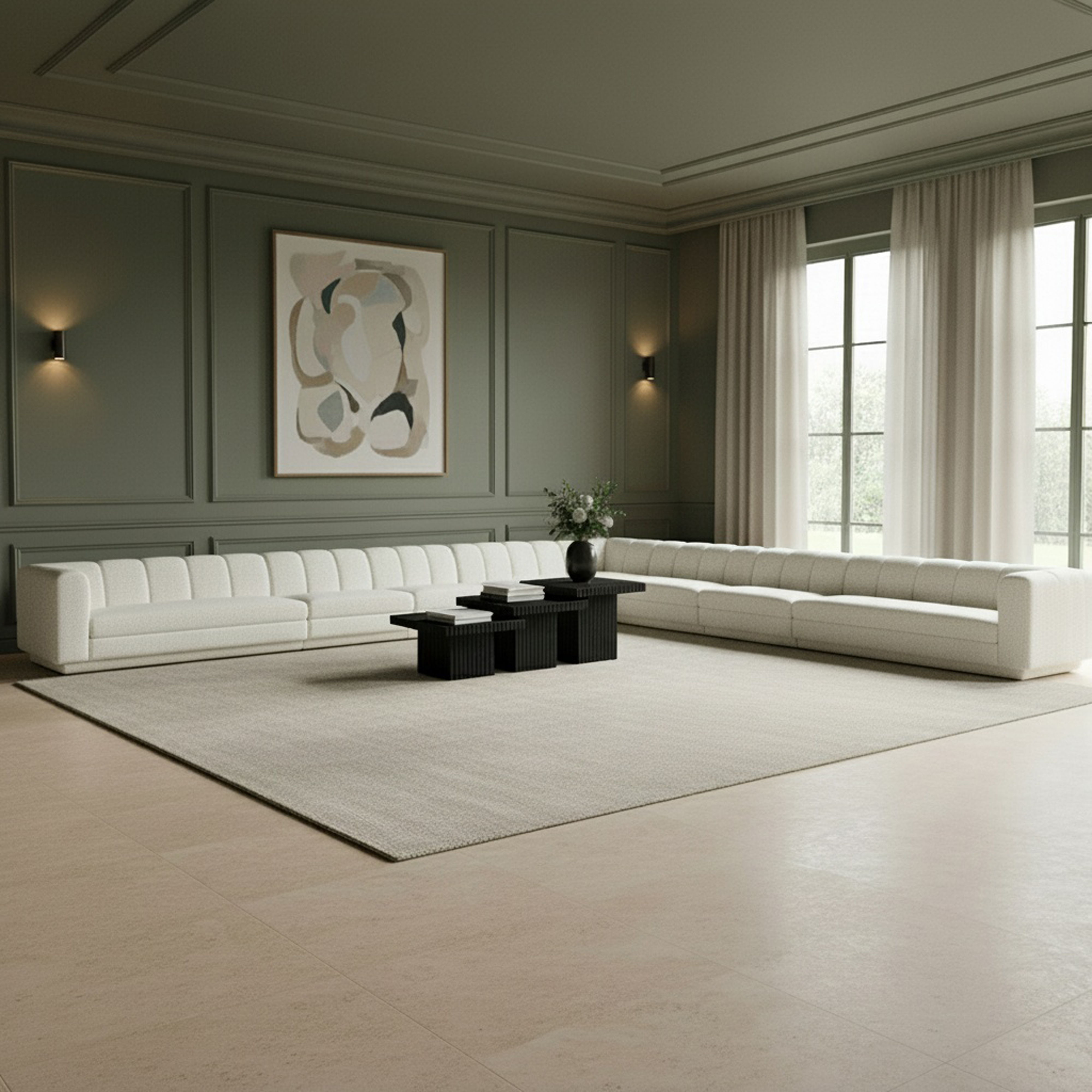 Modari - Fabric Upholstered 9 Piece Modular Sectional - Cream