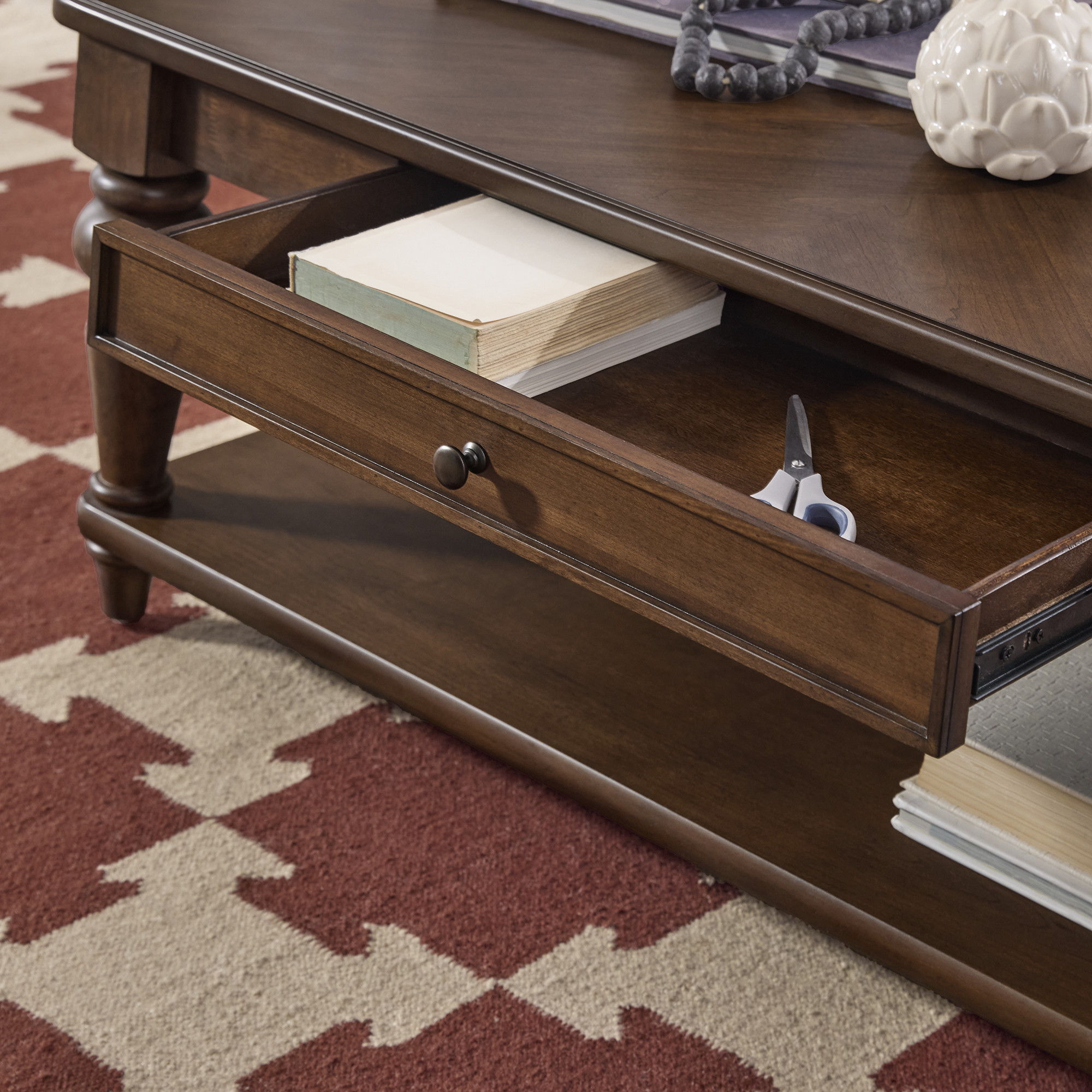Bellevue - Rectangular Coffee Table With Casters, dark brown, view 8