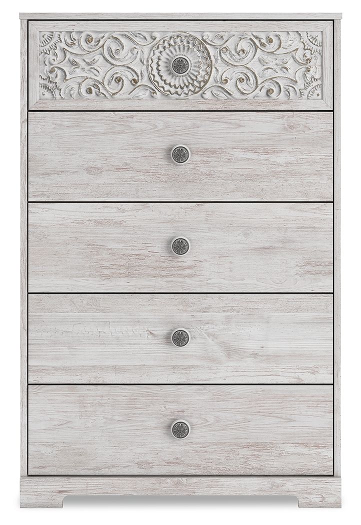 Paxberry - Five Drawer Chest - Whitewash