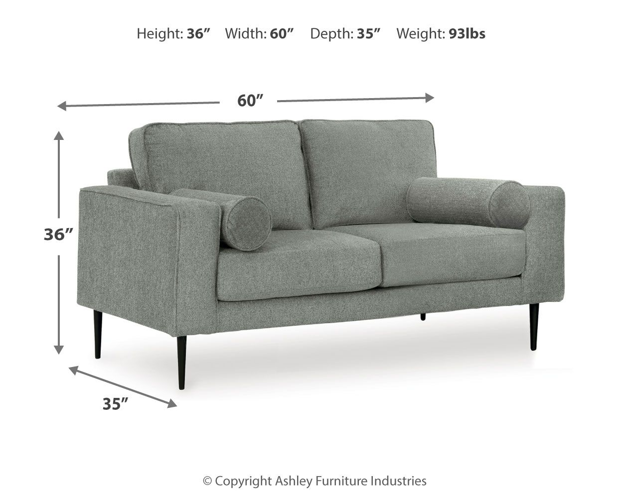 Ashley Furniture Hazela - Loveseat - Charcoal - Image 4