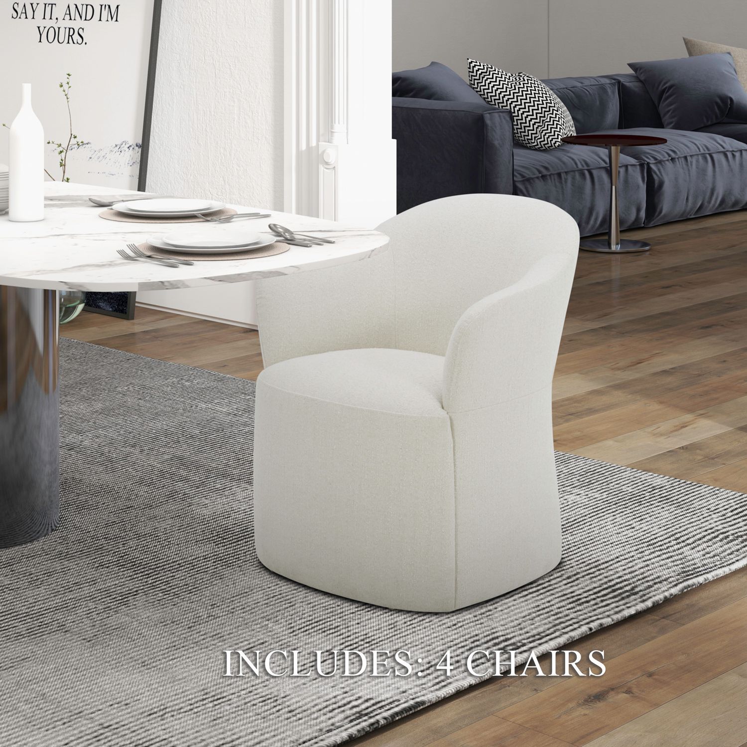 Accent Dining - Accent Dining Chairs With Casters (Set of 4) - Ivory Image