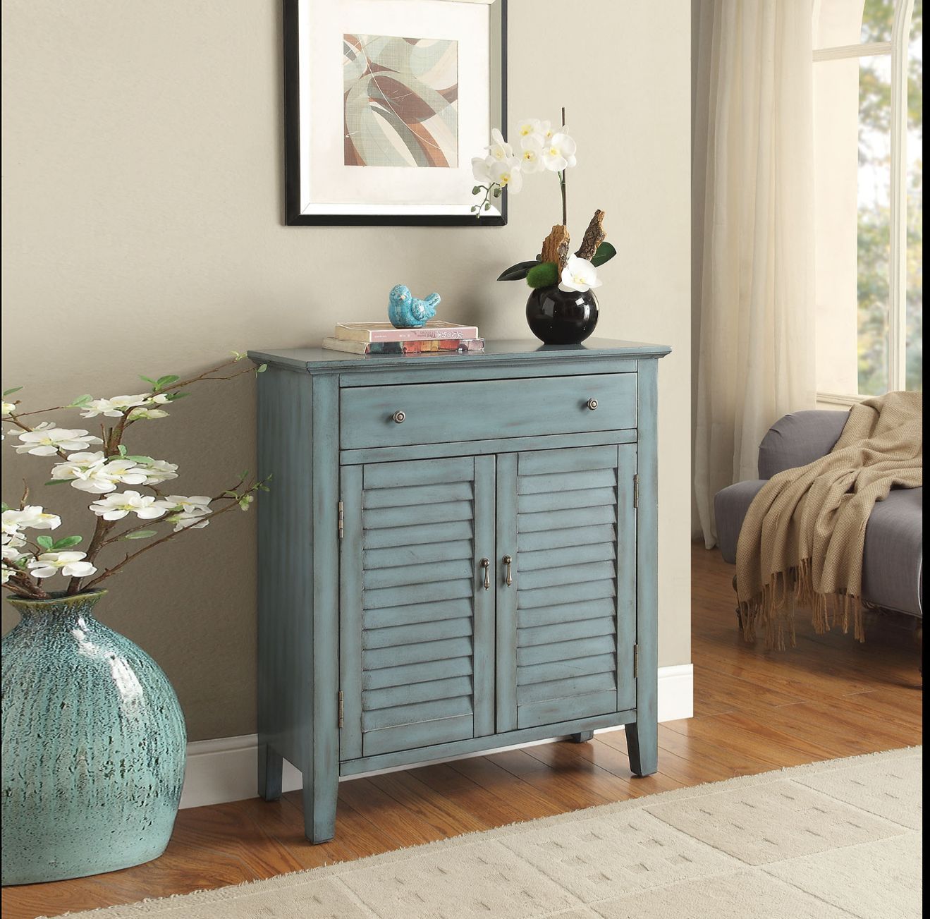 Winchell - Console Cabinet - Antique Blue, blue