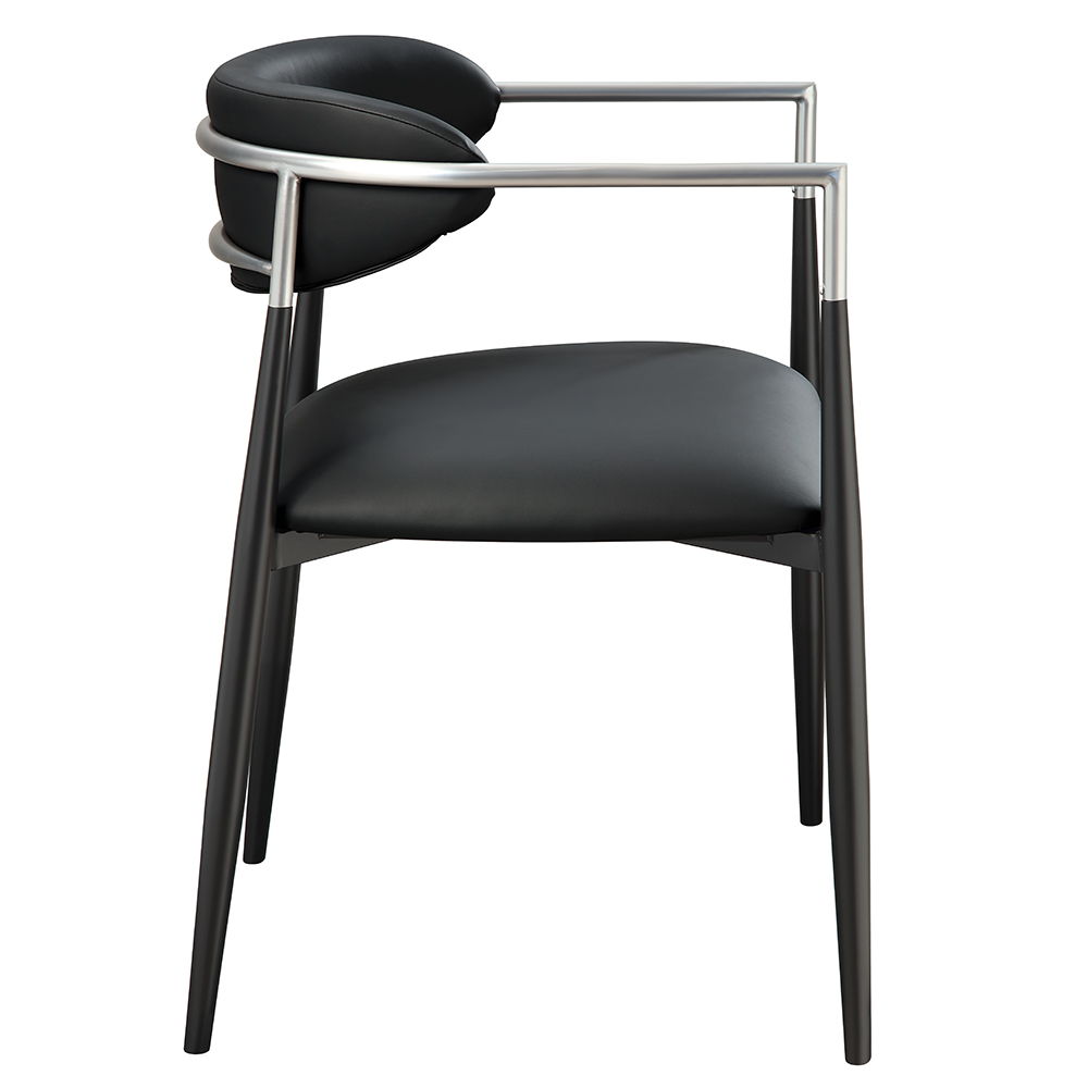 Gavan - Arm Chair (Set of 2) - Black Synthetic Leather, black, view 4