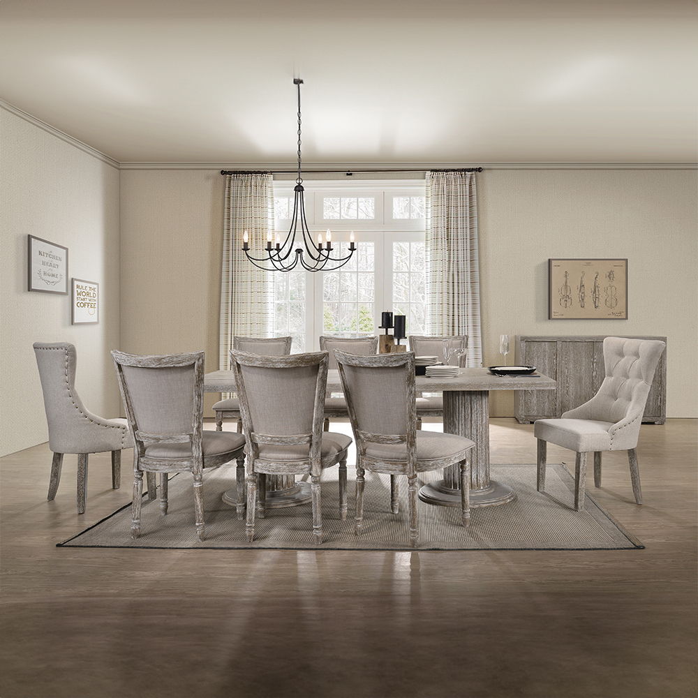 Gabrian - Side Chair (Set of 2) - Two-Tone Beige Fabric & Reclaimed Gray, beige, view 7