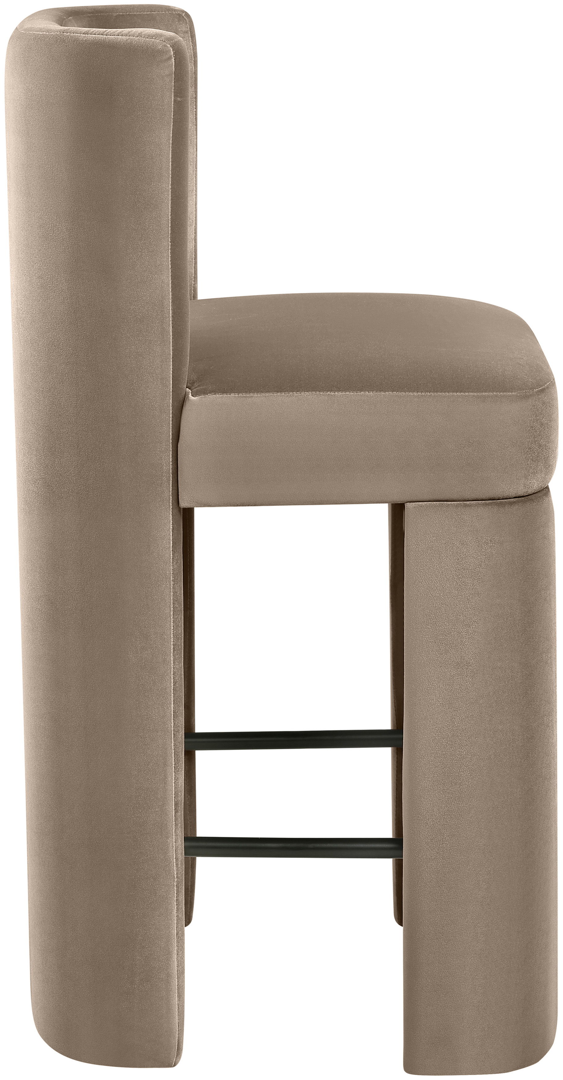 Zuno - Velvet Performance Fabric Upholstered Counter Stool (Set of 2) - Taupe