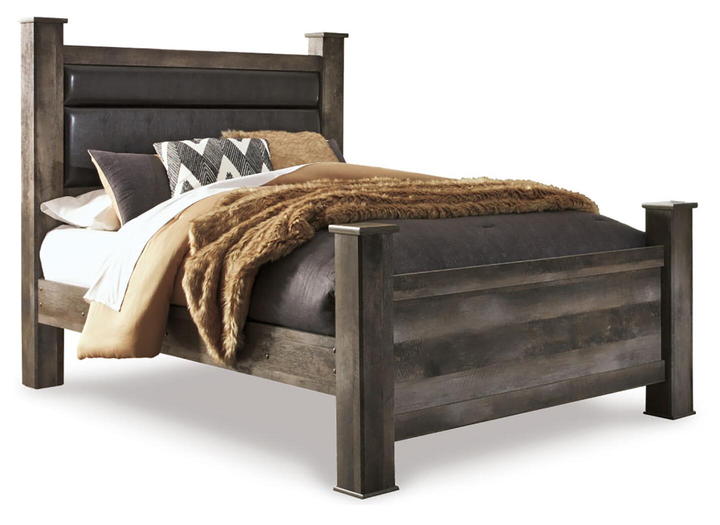 Queen Upholstered Poster Bed