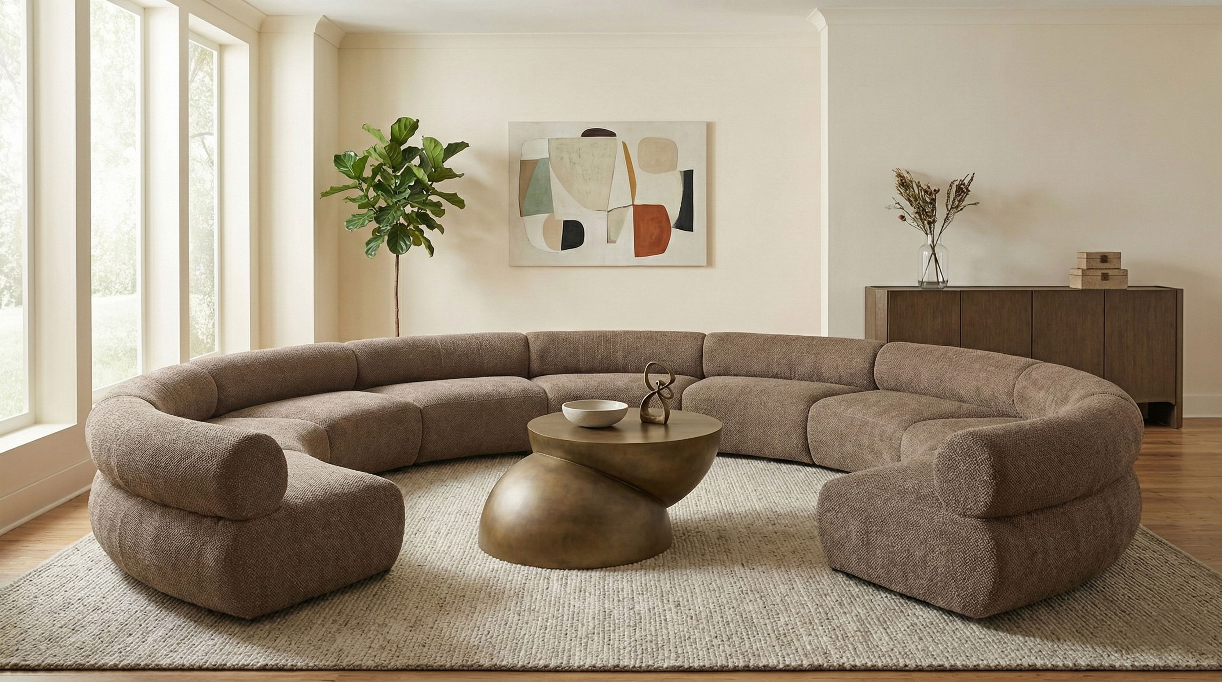 Bale - 202" Chenille Fabric Upholstered 9 Piece Modular Sectional - Brown