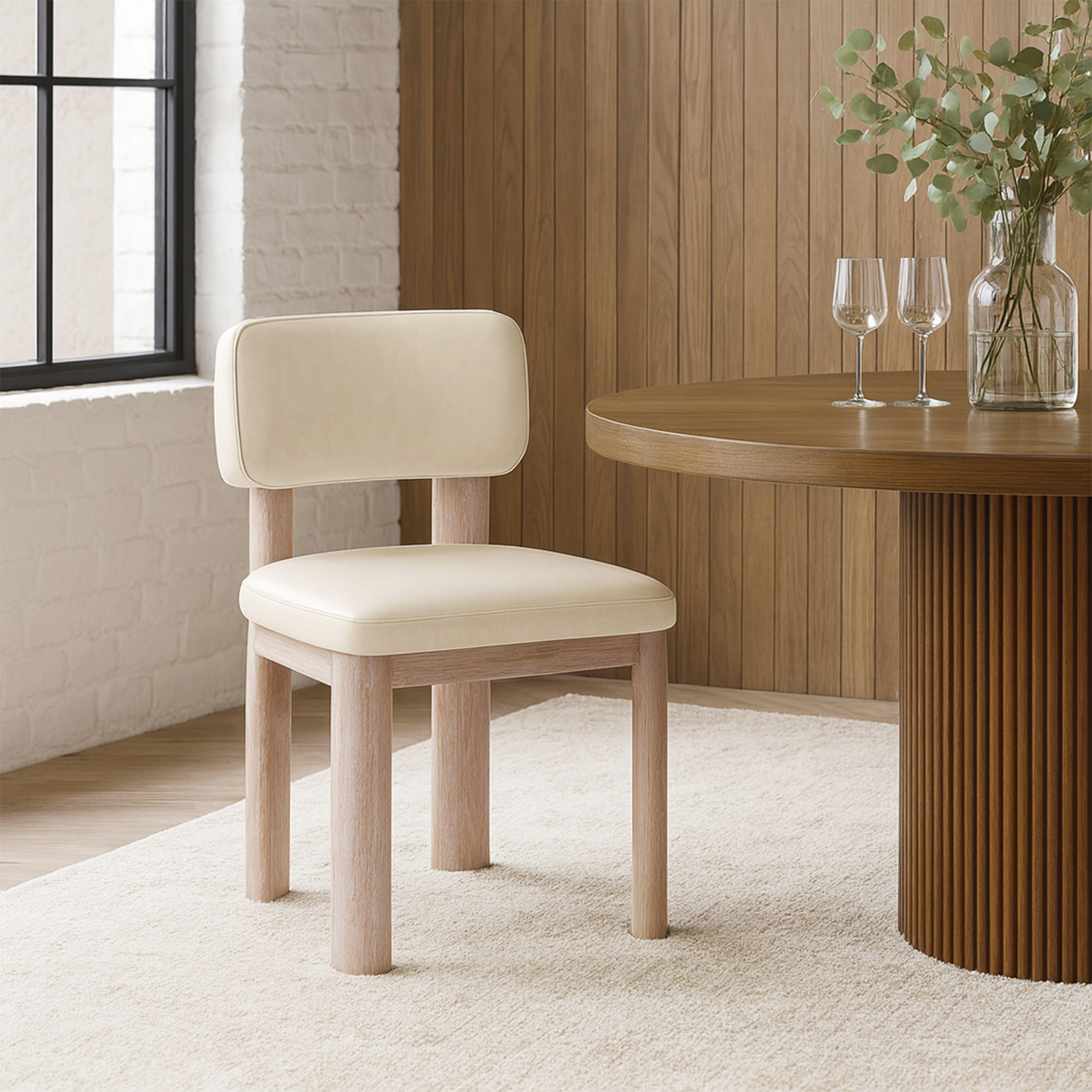 Paloma - Vegan Leather Upholstered Dining Chair (Set of 2) - Cream / Rich Natural