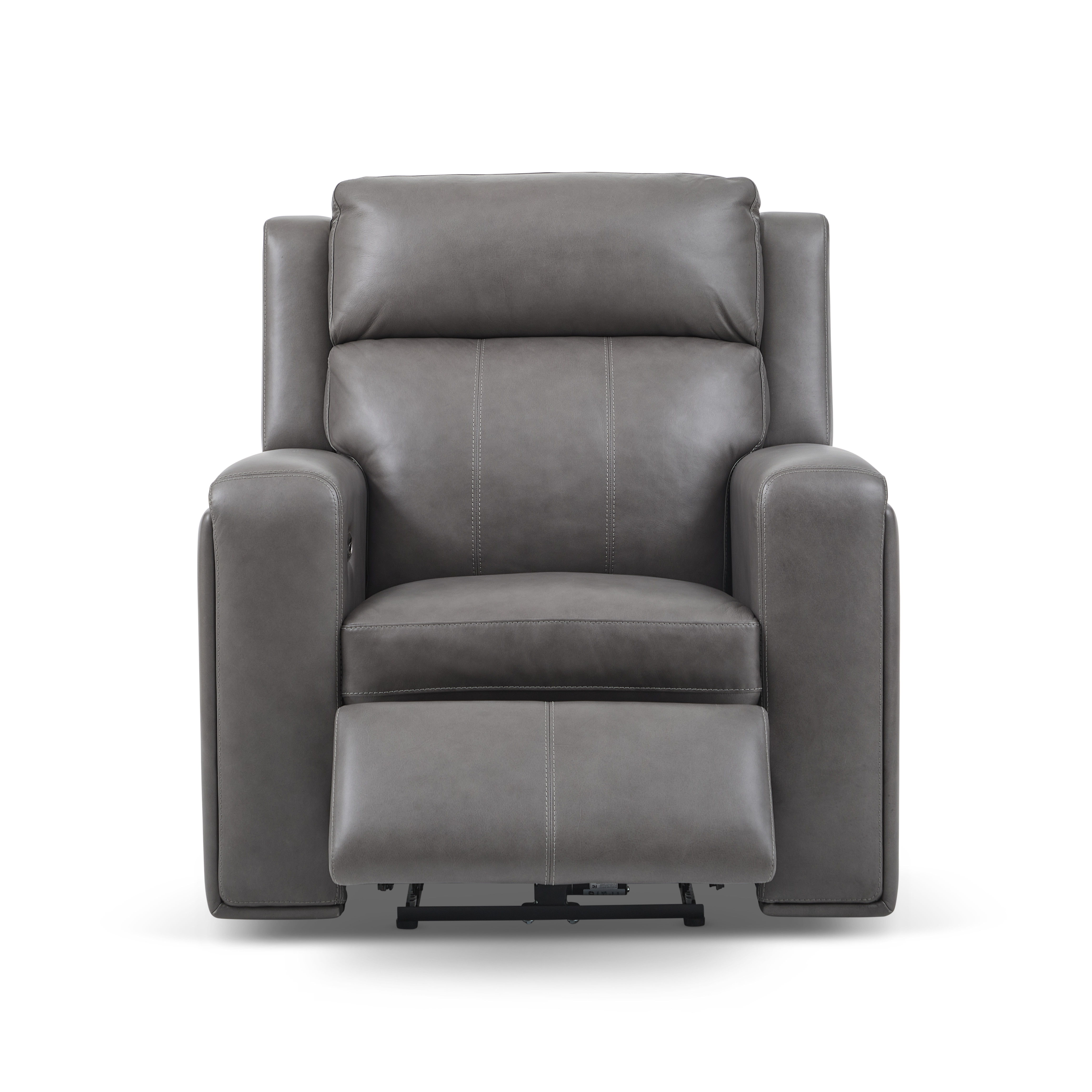 Wyatt - Power Recliner With Power Headrest & Lumbar - Gunmetal, dark gray, view 4