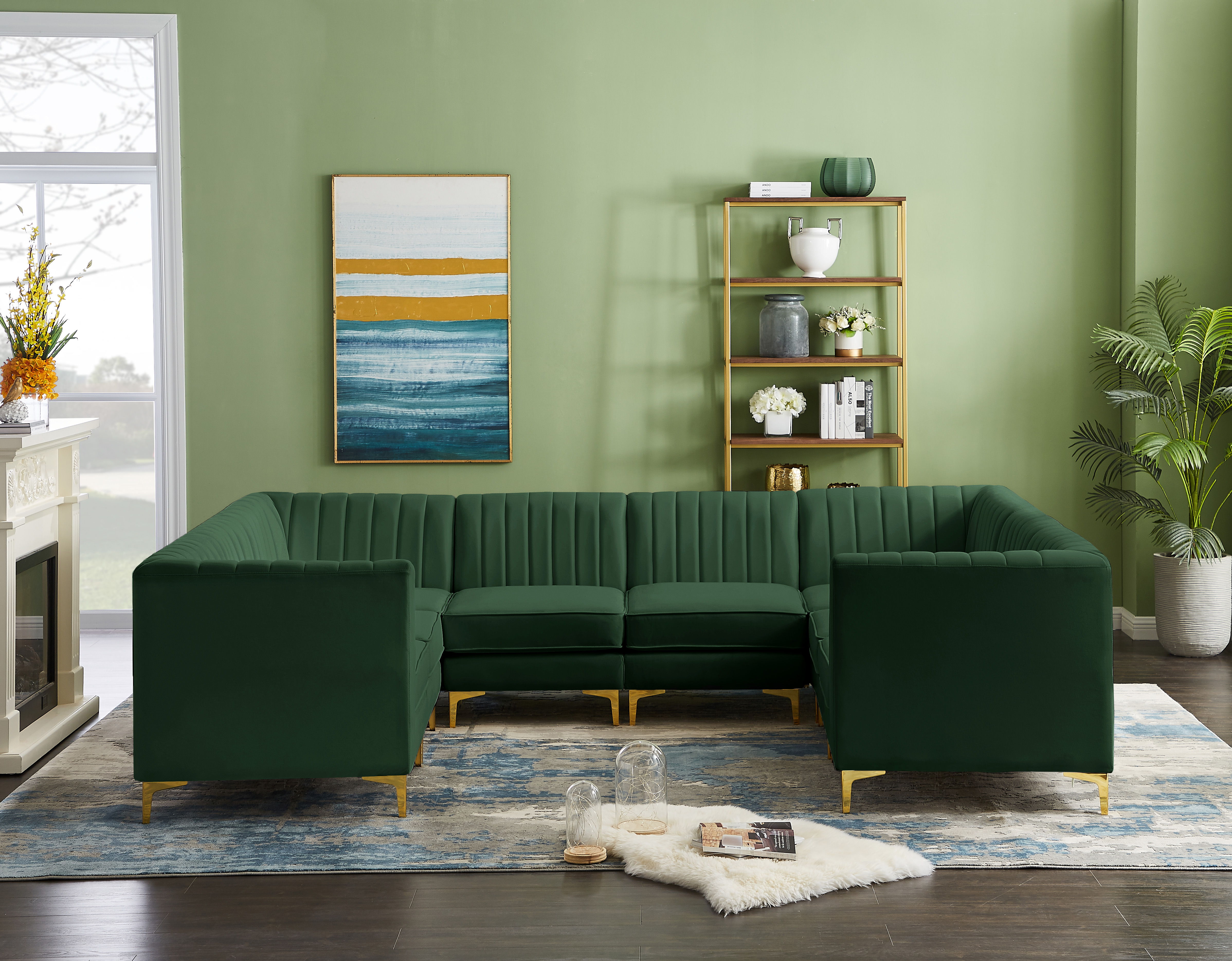 Alina - 8 Piece Modular Sectional - Green