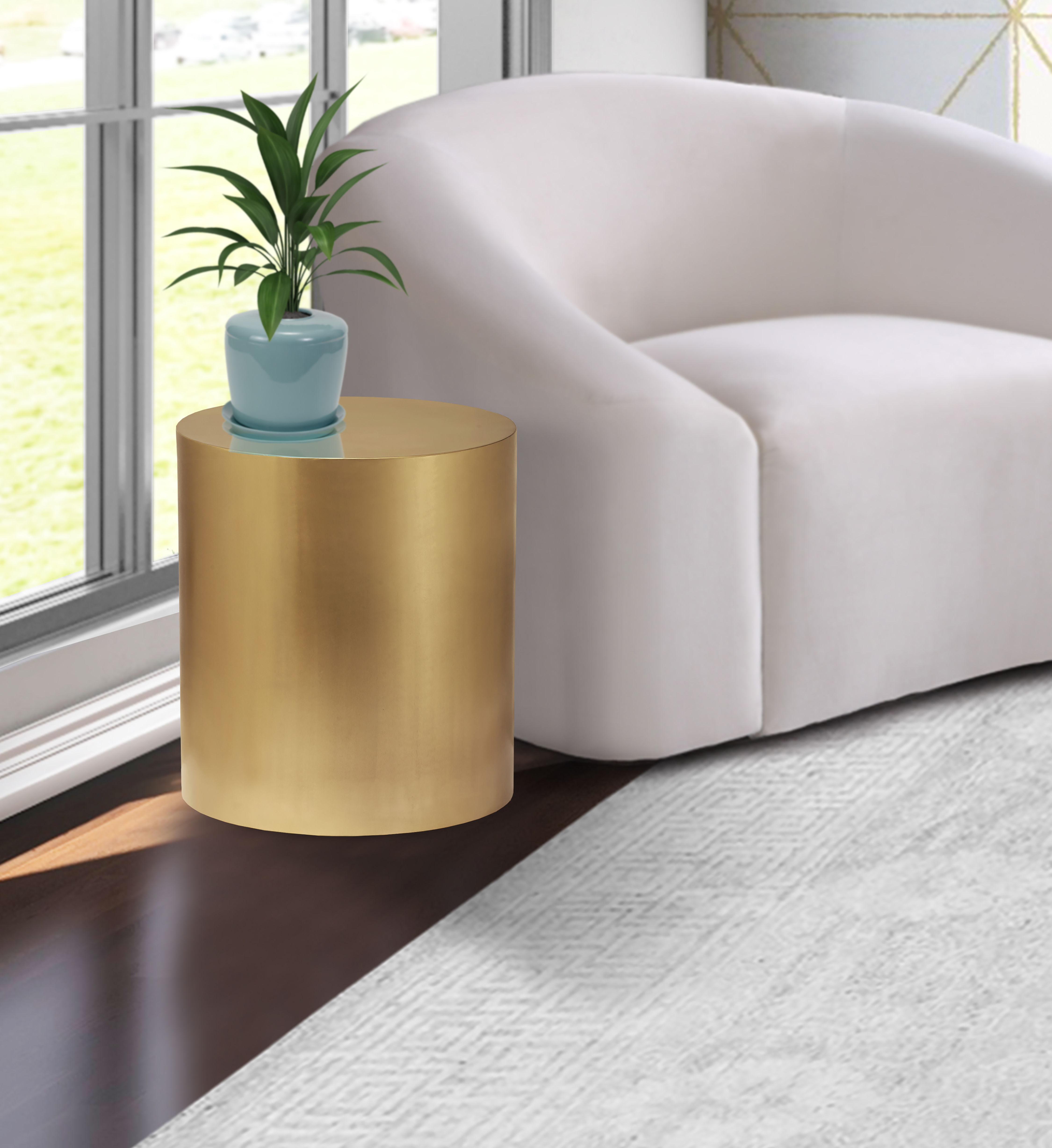 Cylinder - End Table - Gold