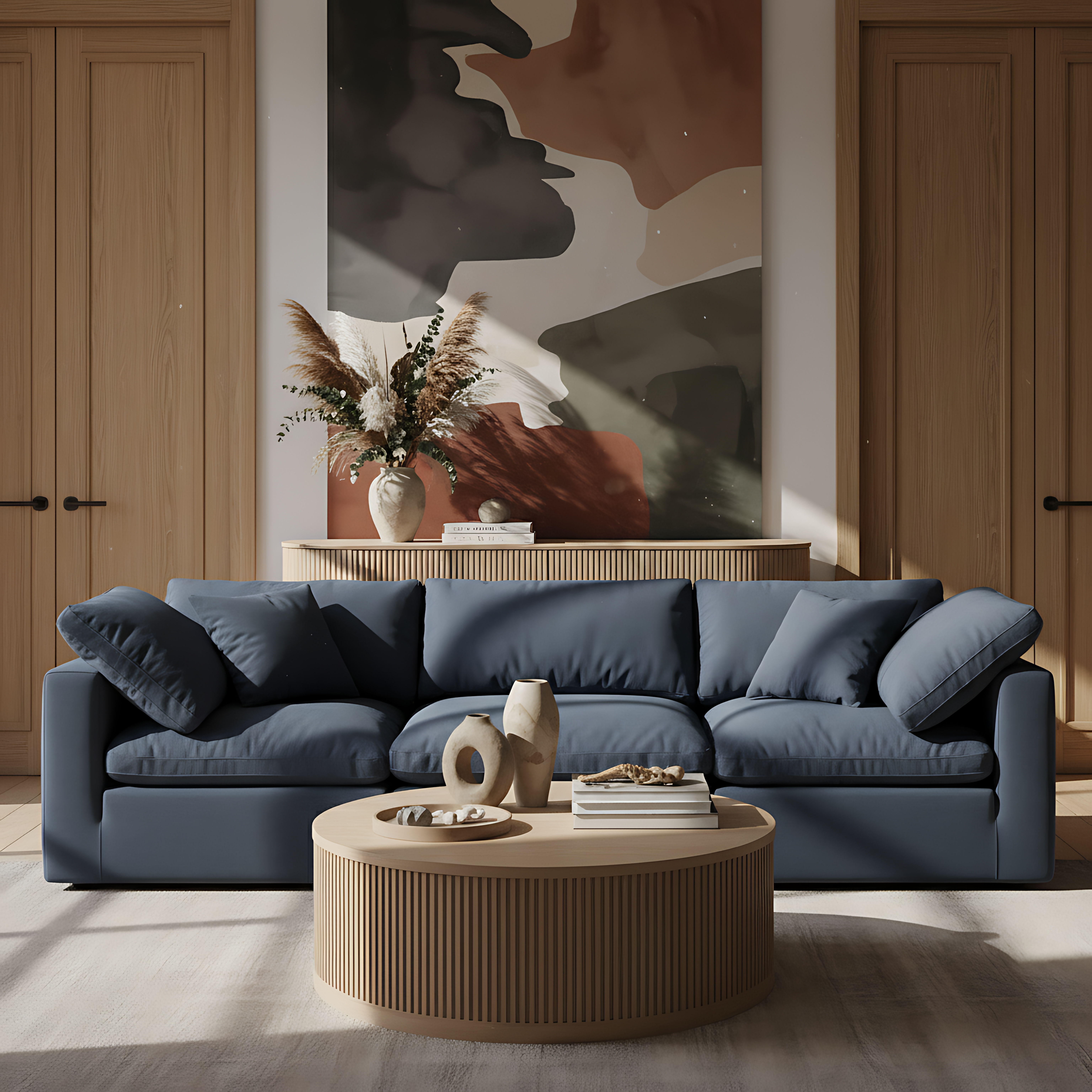 Madera - Oak Veneer And Solid Wood With Caster Wheels Coffee Table - Natural