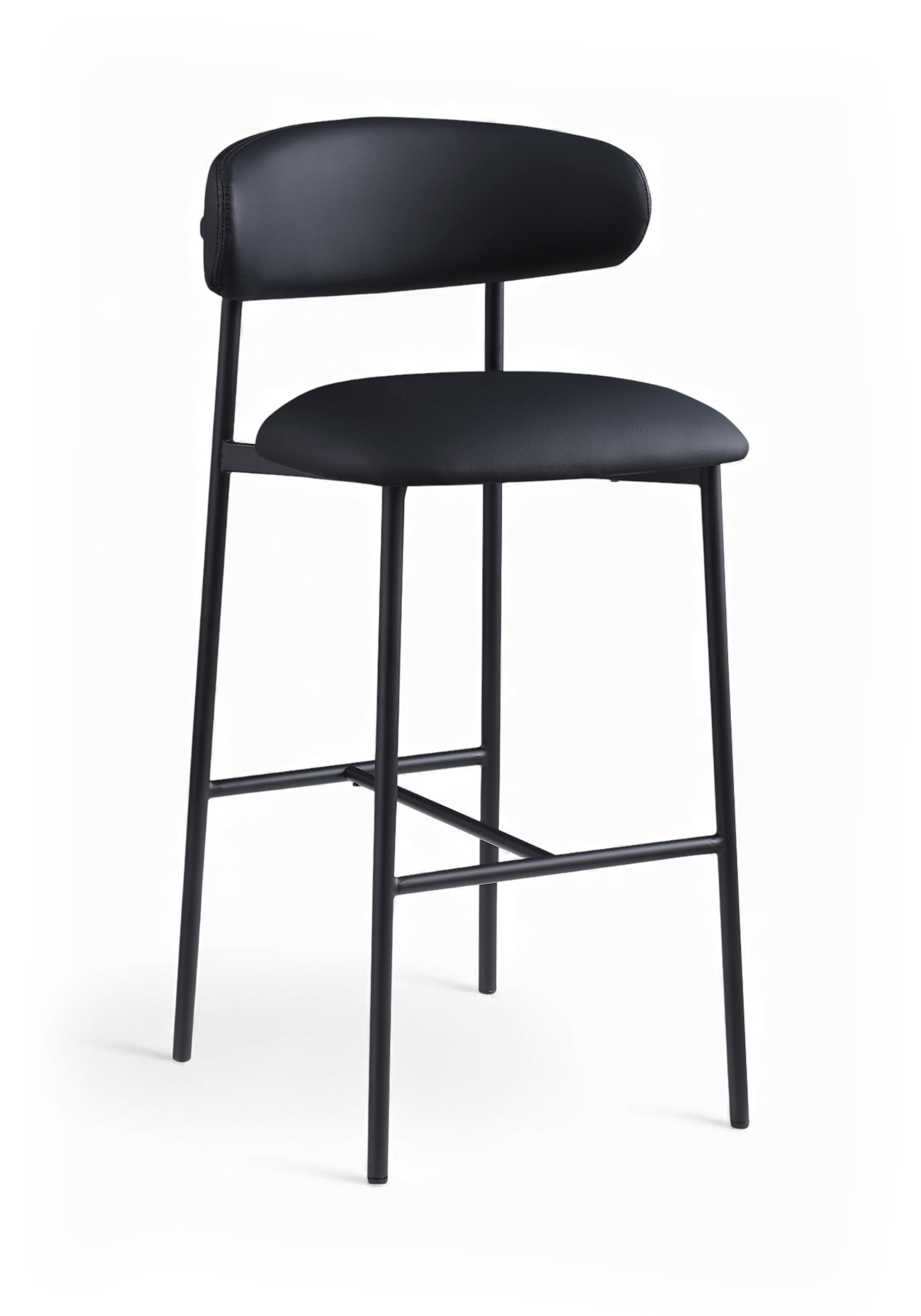 Lupita - Vegan Leather Upholstered Bar Stool (Set of 2) - Black / Matte Black