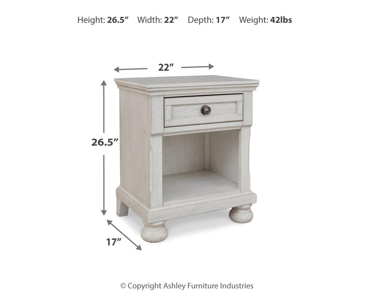 Ashley Furniture Robbinsdale - One Drawer Night Stand - Antique White - Image 7