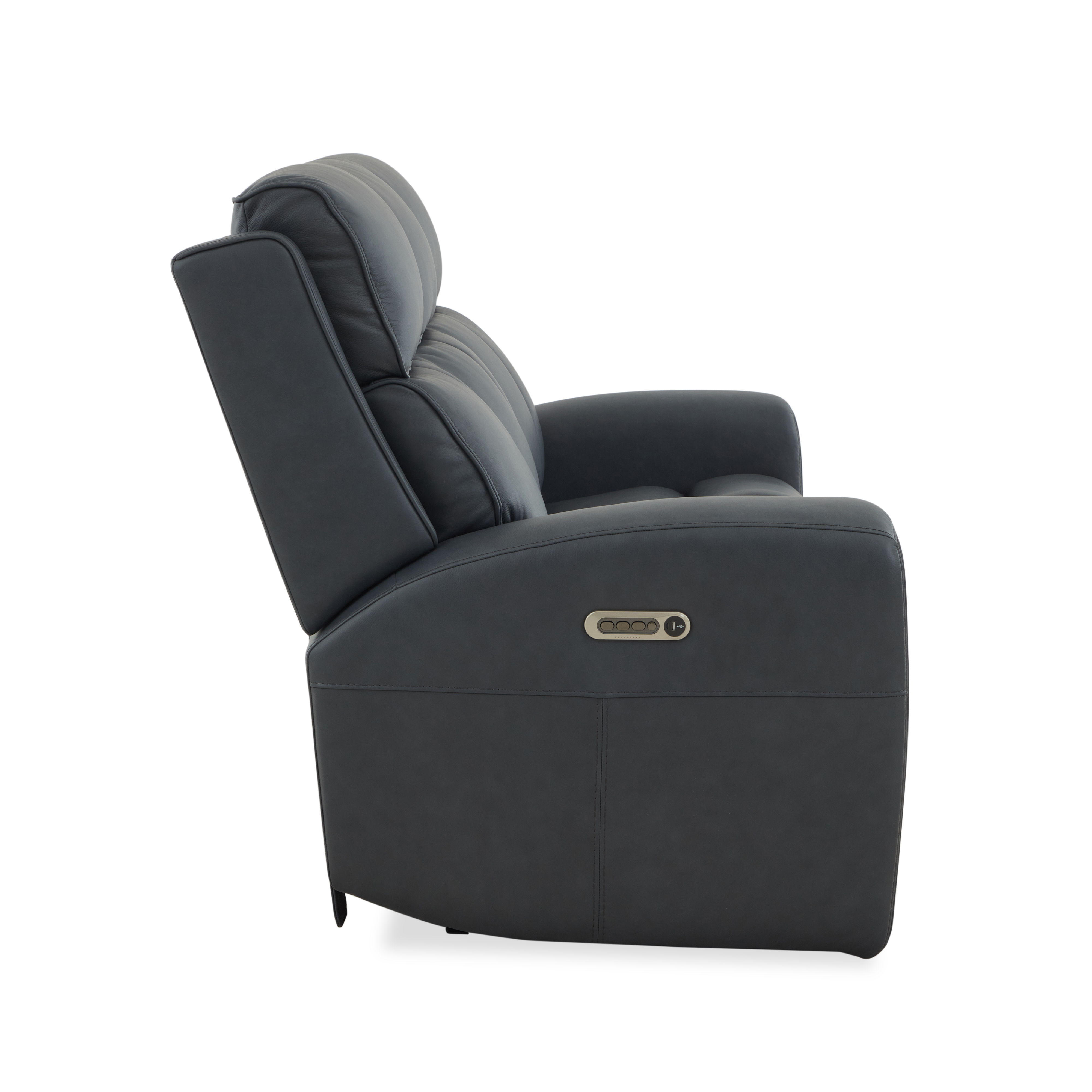 Warren - Power Reclining Sofa With Console, Power Headrest & Lumbar - Black, black, view 4