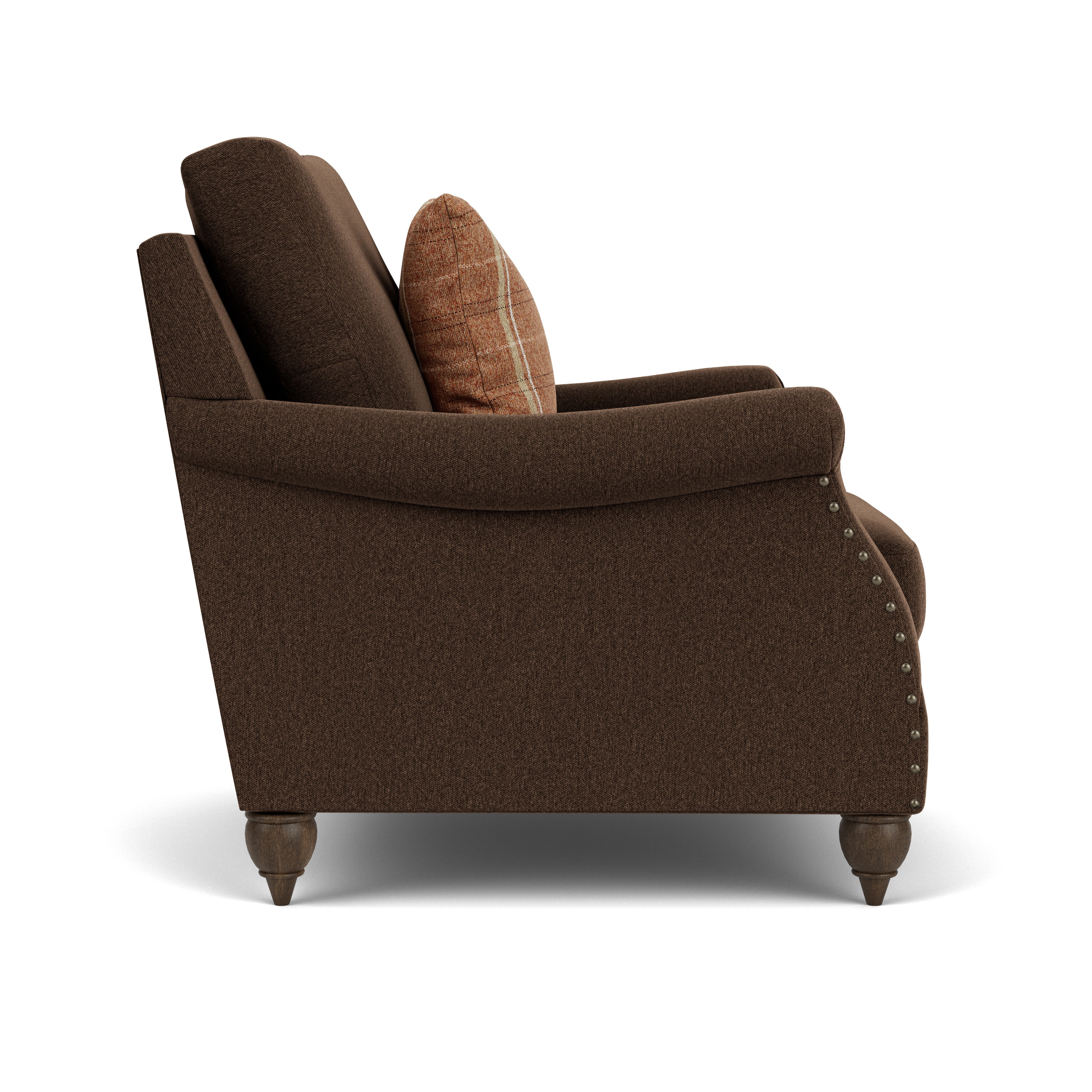 Veda - Fabric Chair With Nailhead Trim, dark brown, view 7