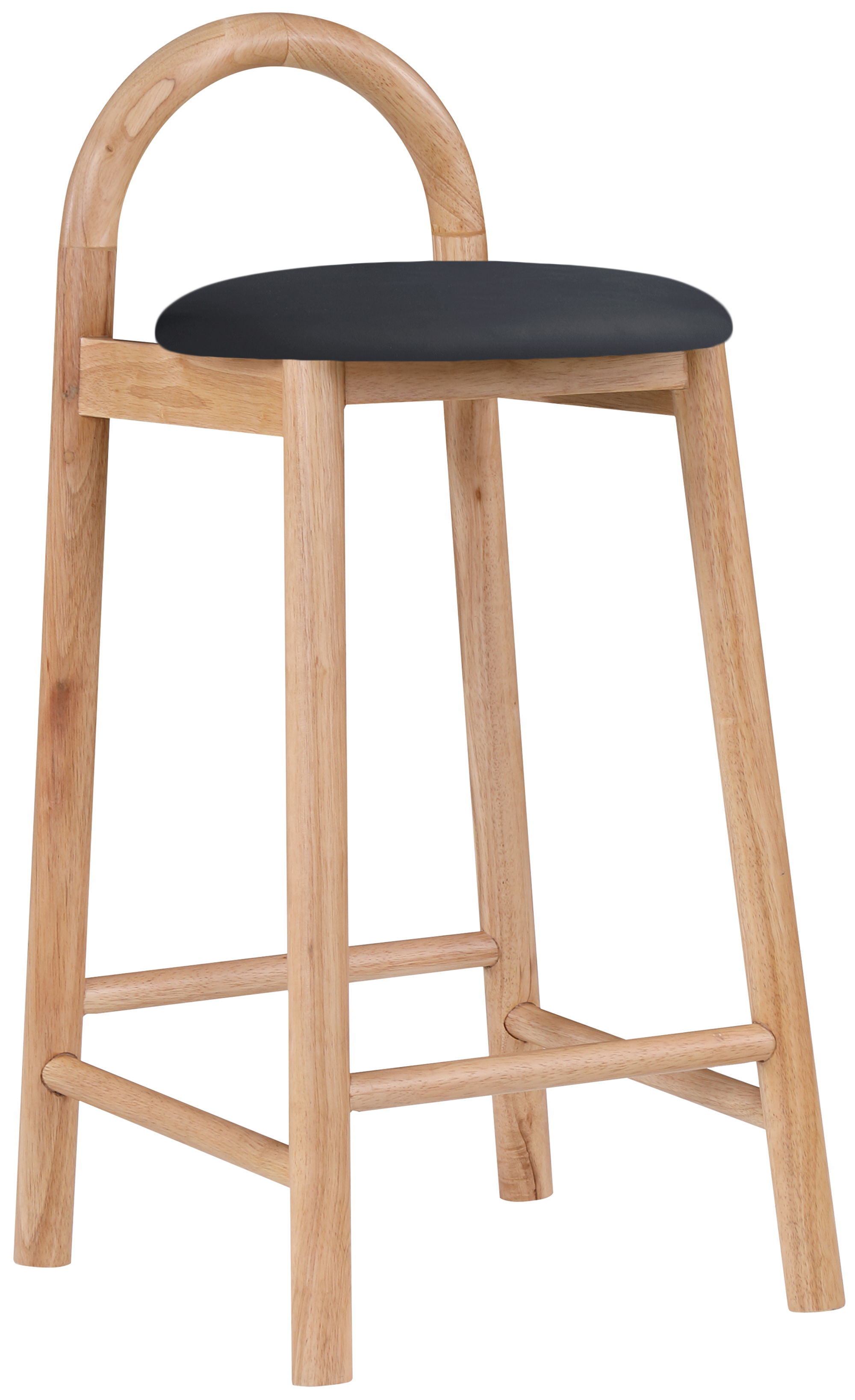 Calvin - Stool With Natural Base - Black