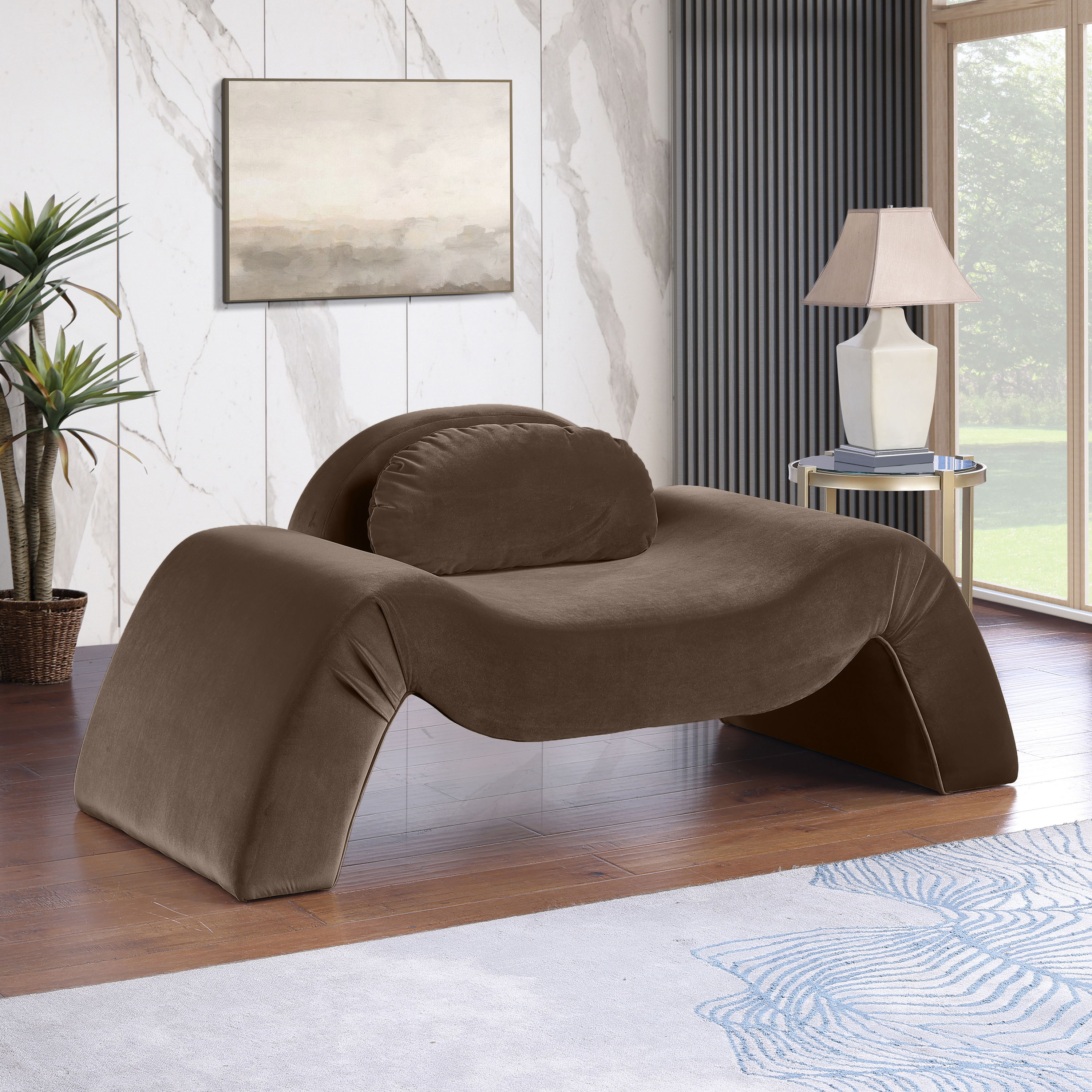 Austin - Velvet Accent Chair - Brown