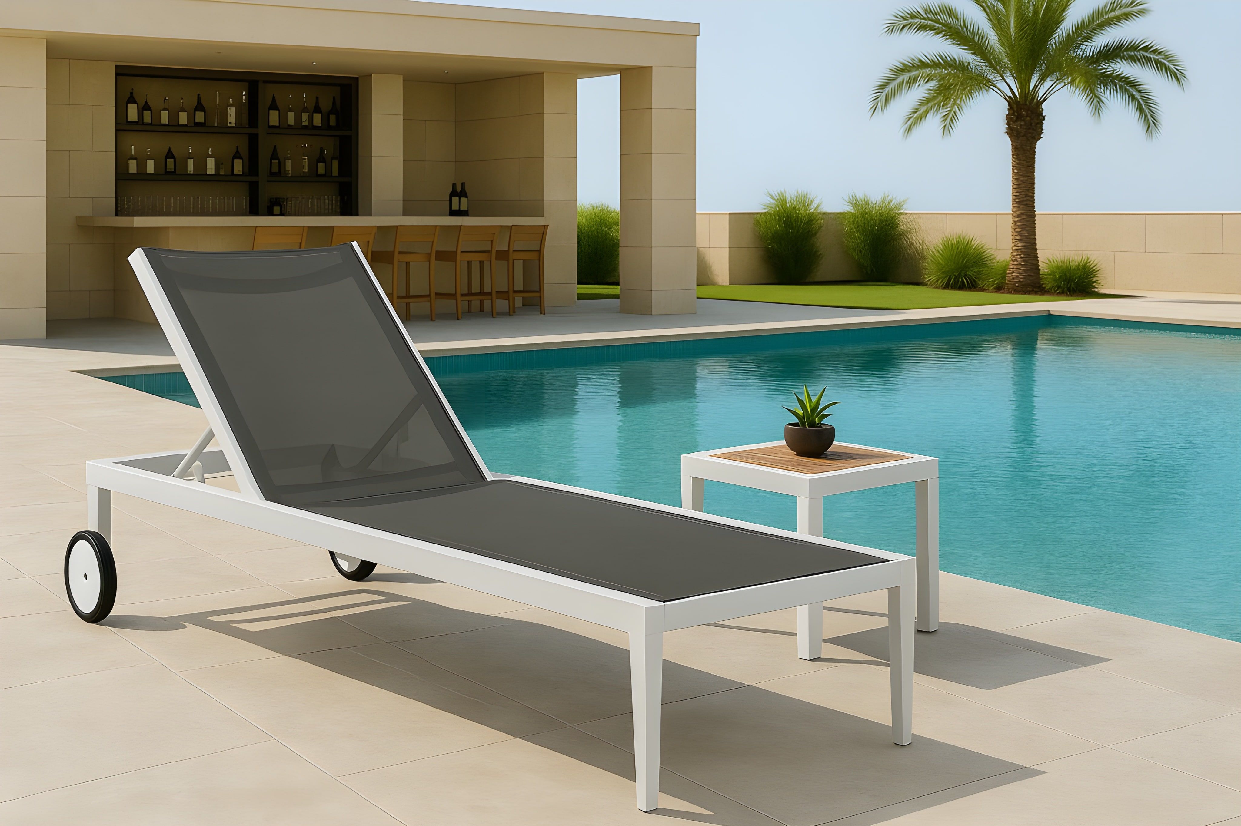Nizuc - Outdoor Patio Chaise Lounge Chair - Gray