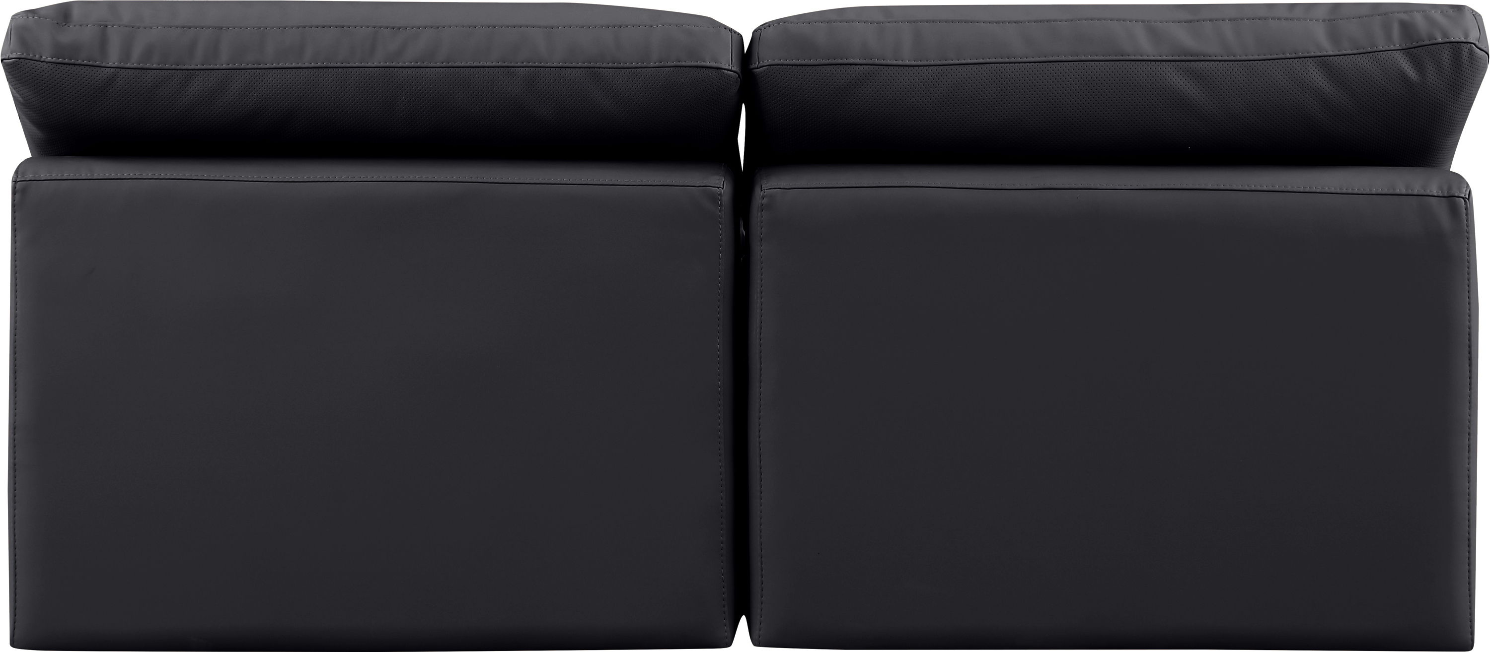 Indulge - Faux Leather 2 Piece Modular Armless Sofa - Black