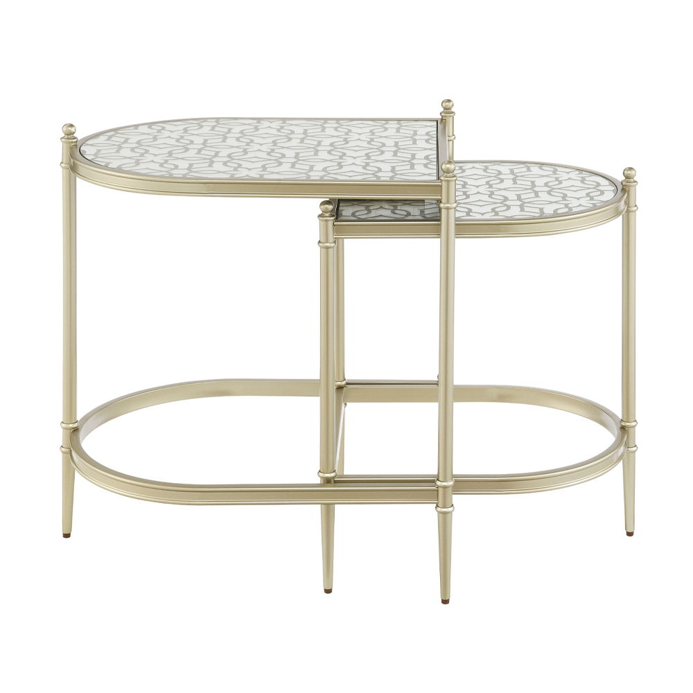 Zaba - Nesting Table - Glass Top & Silver, silver, view 3