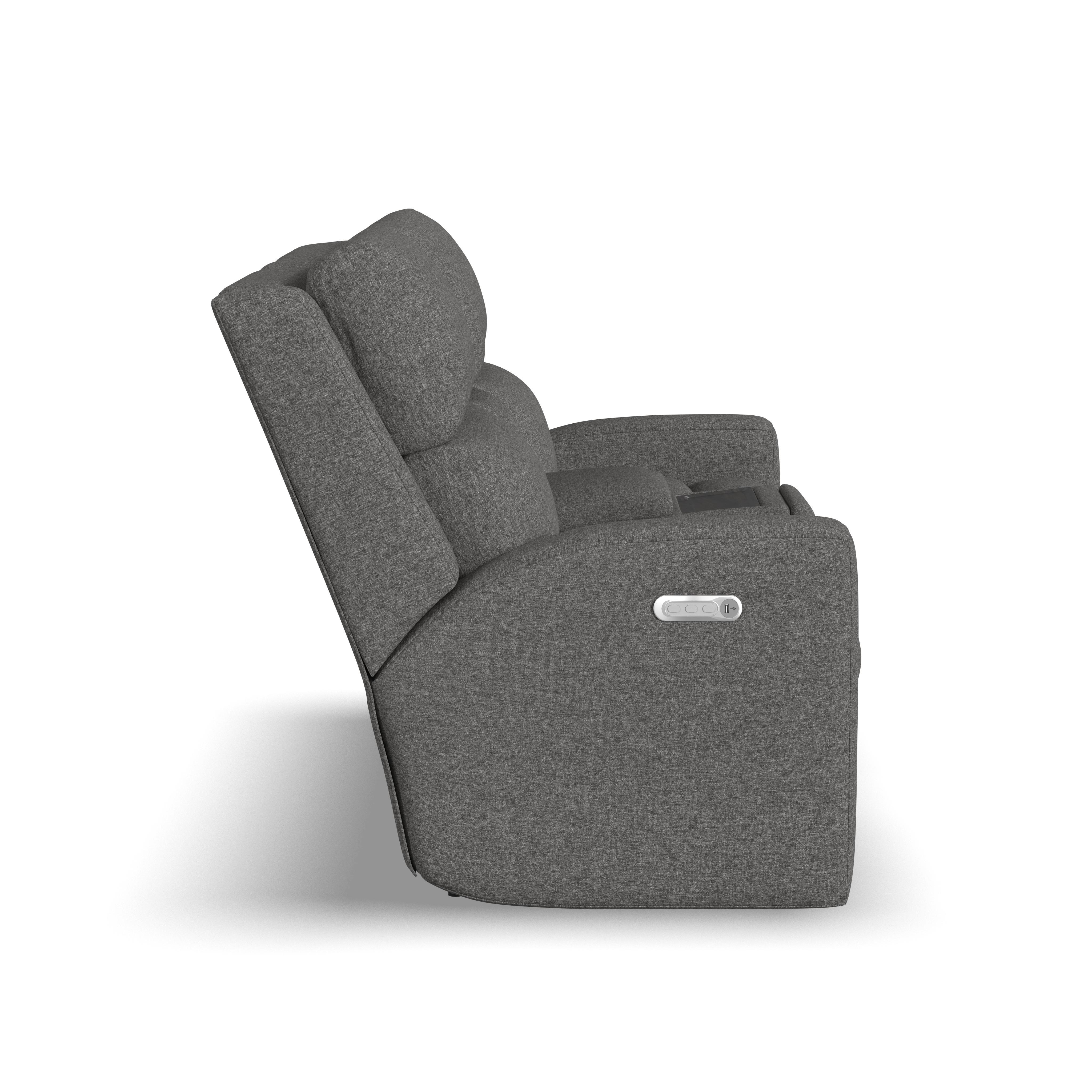 Score - Transitional Fabric Power Reclining Loveseat With Console & Power Headrests & Lumbar, red, view 3