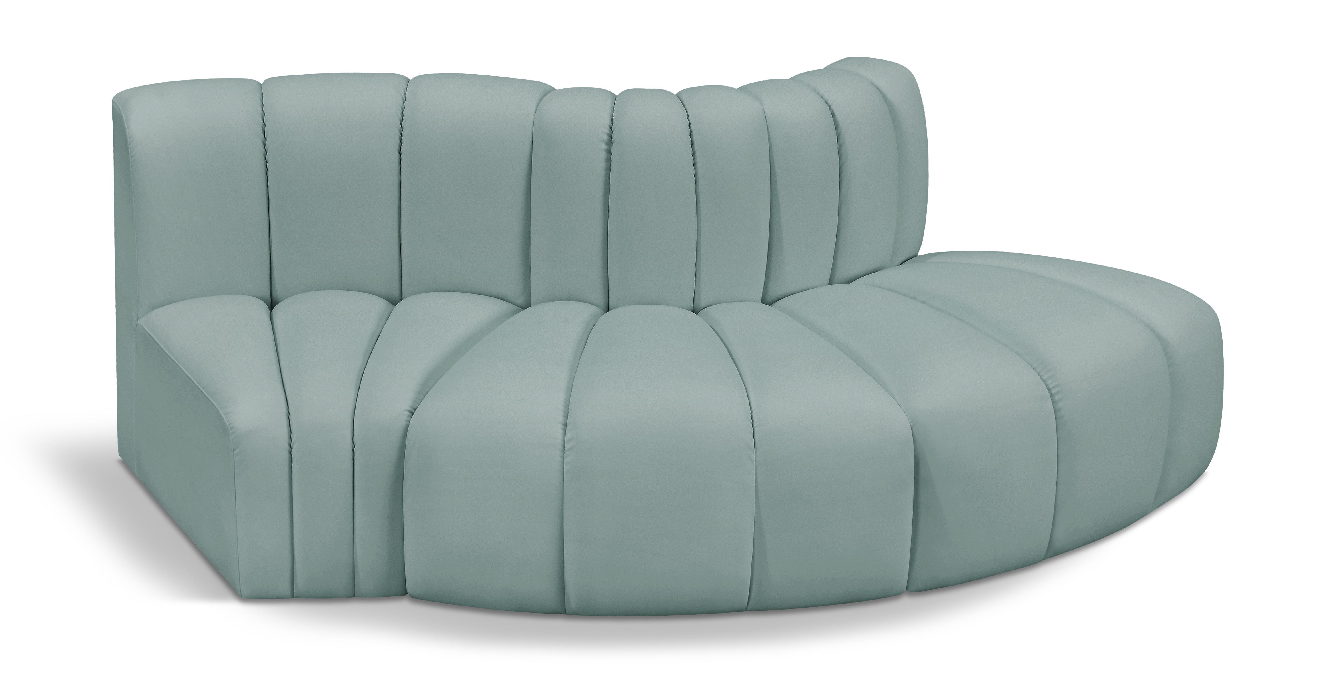 Arc - Faux Leather 3 Piece Modular Sofa - Mint Green