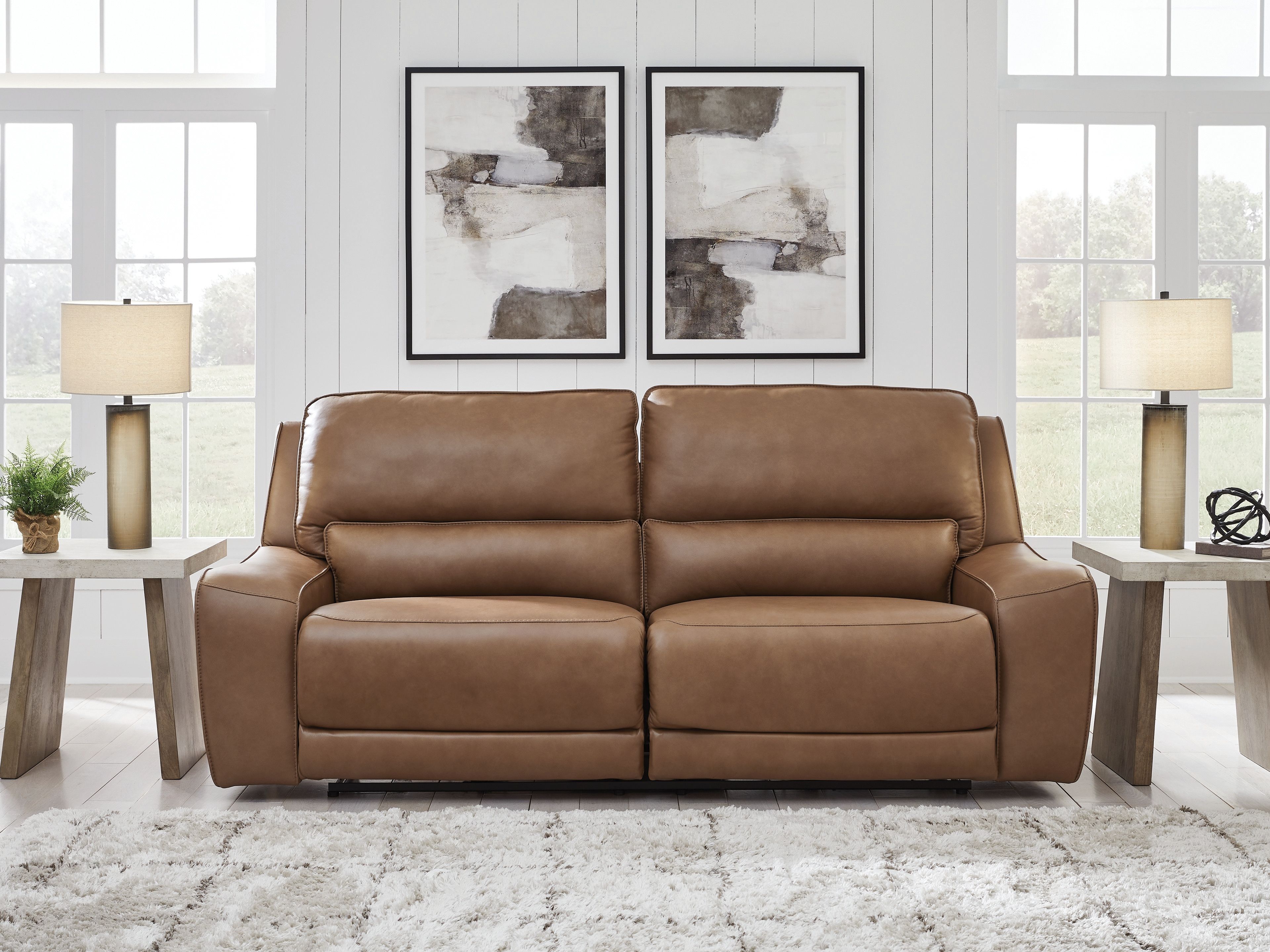 DeepWakes - 2 Seat Power Reclining Sofa Adjustable Headrest - Caramel