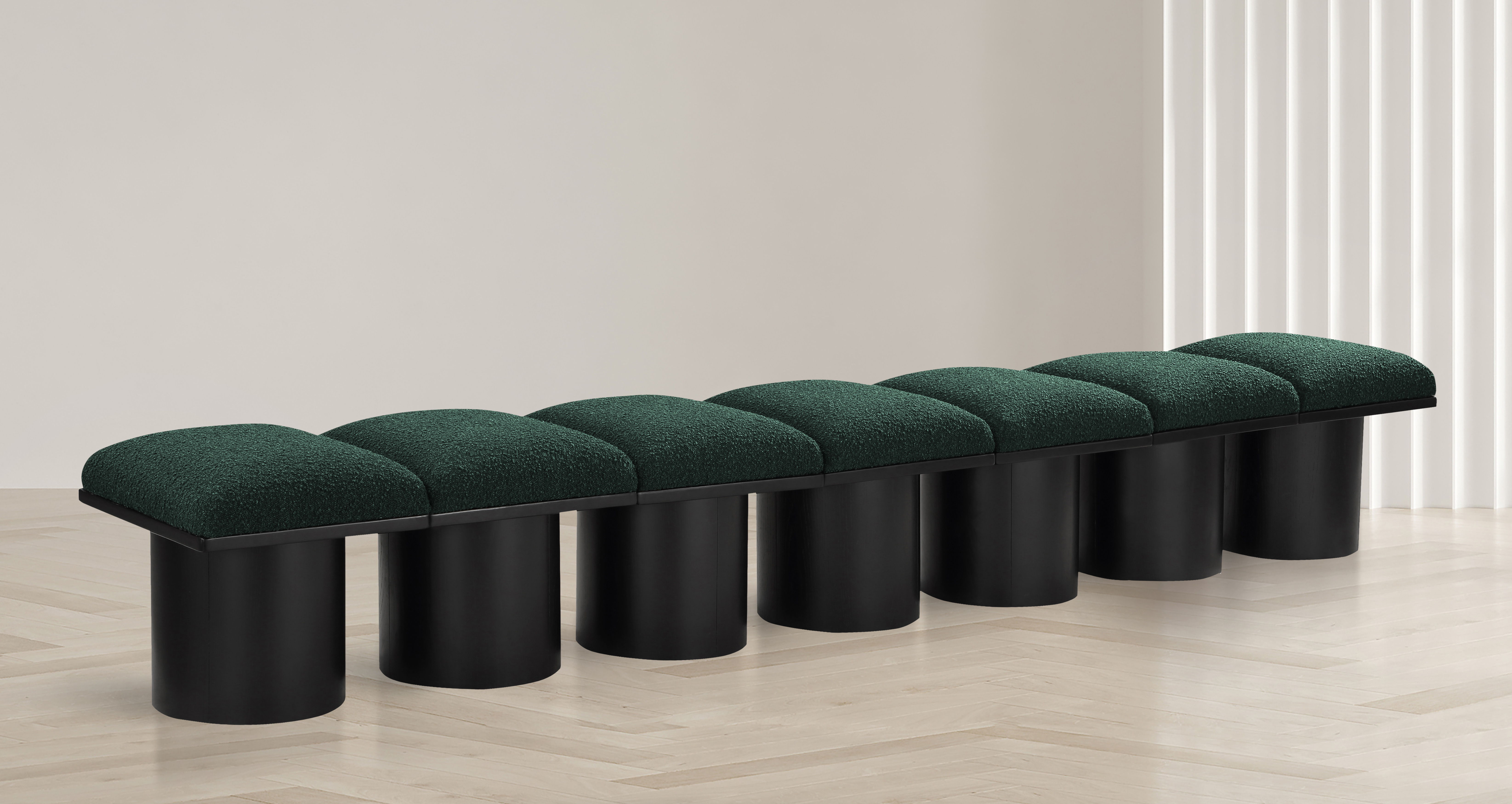 Pavilion - 108.5" 7 Piece Modular Bench With Black Base - Green