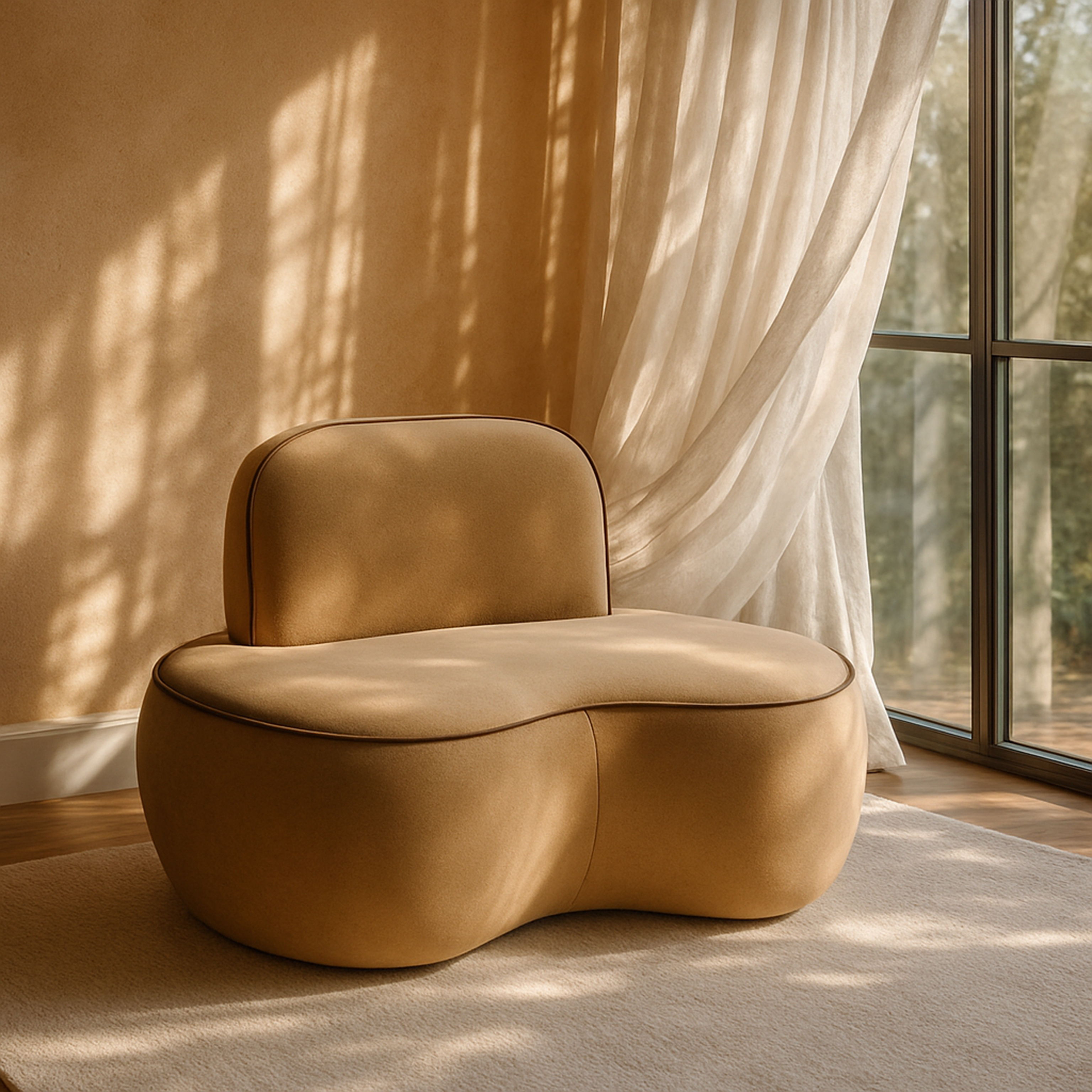 Swerve - Velvet Upholstered Chair - Beige