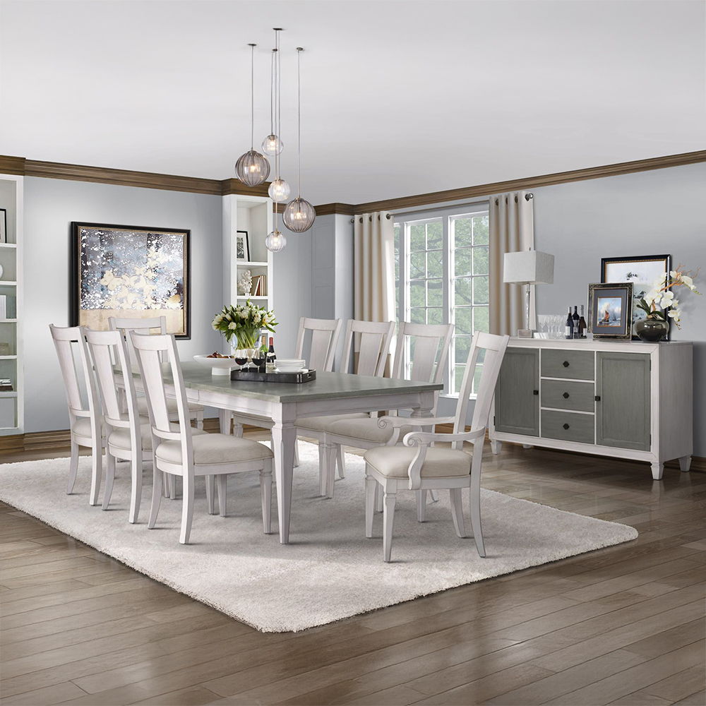 Katia - Arm Chair (Set of 2) - Light Gray Linen & Weathered White, white, view 6