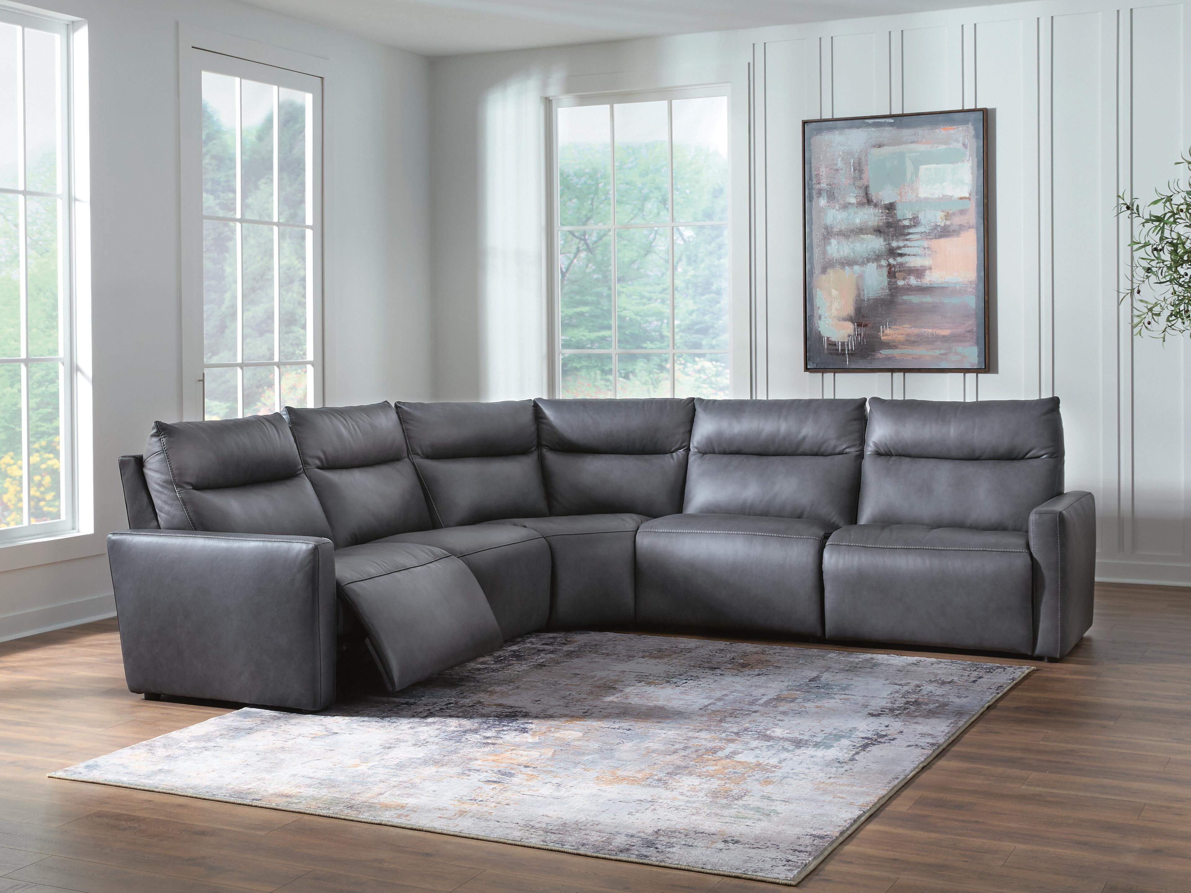 Ashley Furniture ModZ - 5-Piece Power Reclining Sectional - Blue - Image 4