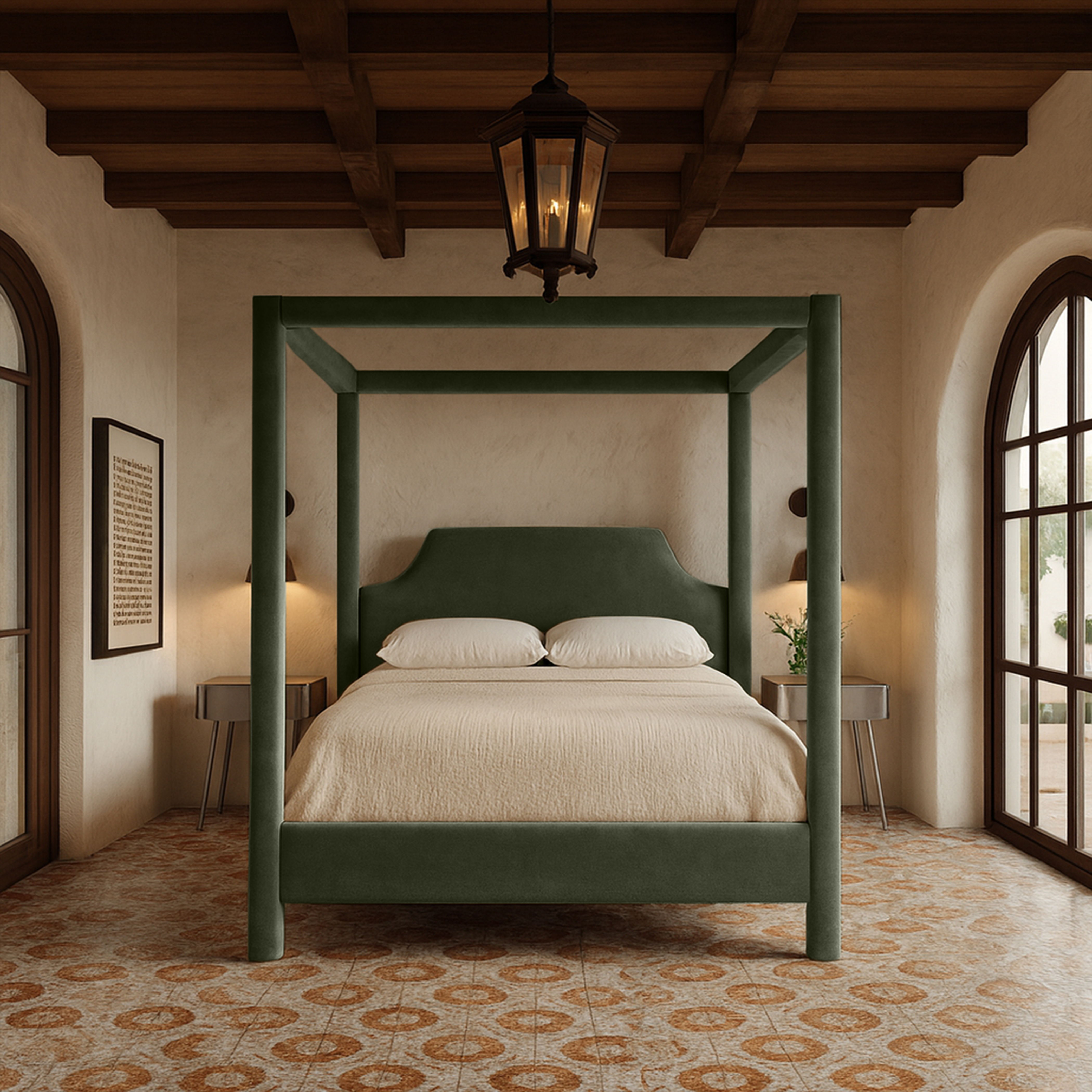 Dawson - Velvet Upholstered Full Bed - Green