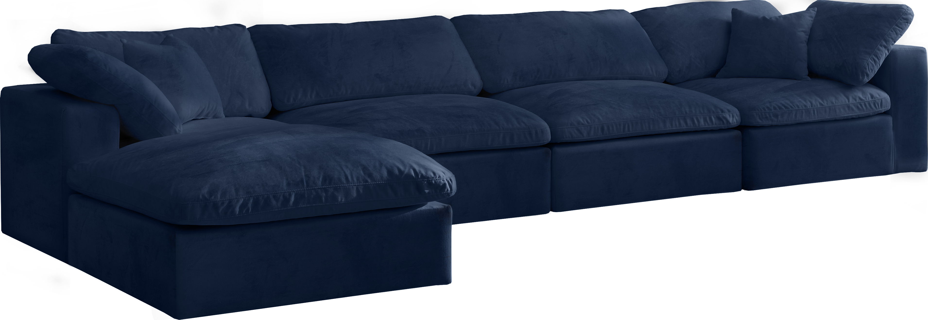 Cozy - 5 Piece Modular Sectional With Chaise - Navy