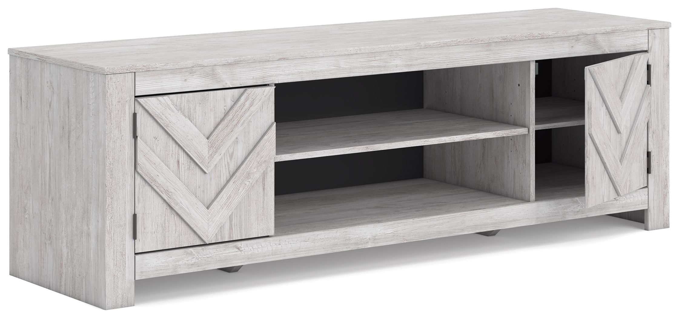 Cayboni - LG TV Stand With Fireplace Option - Whitewash