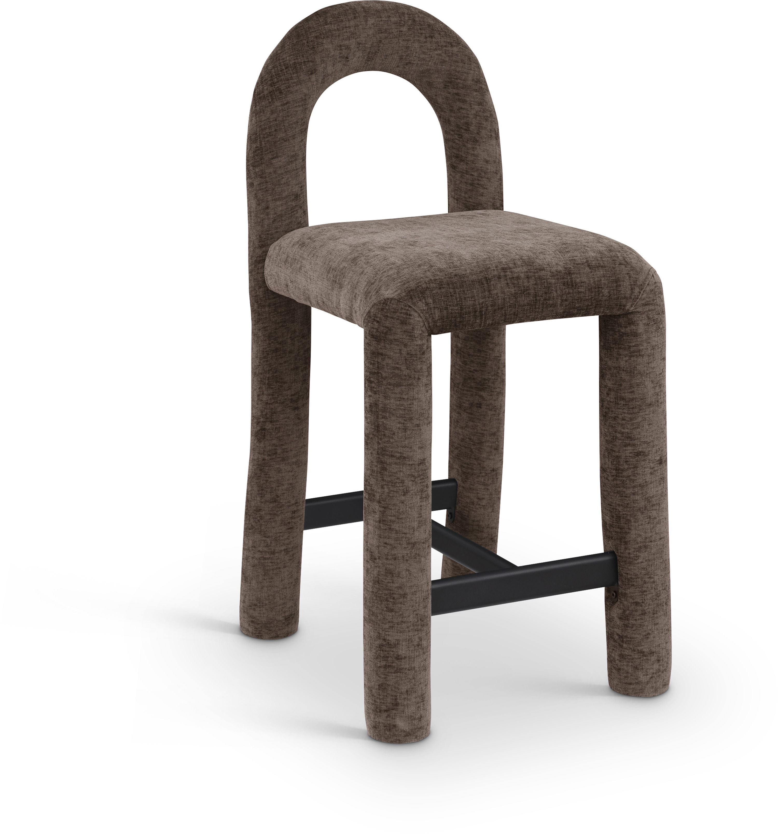 Amari - Chenille Fabric Stool - Brown