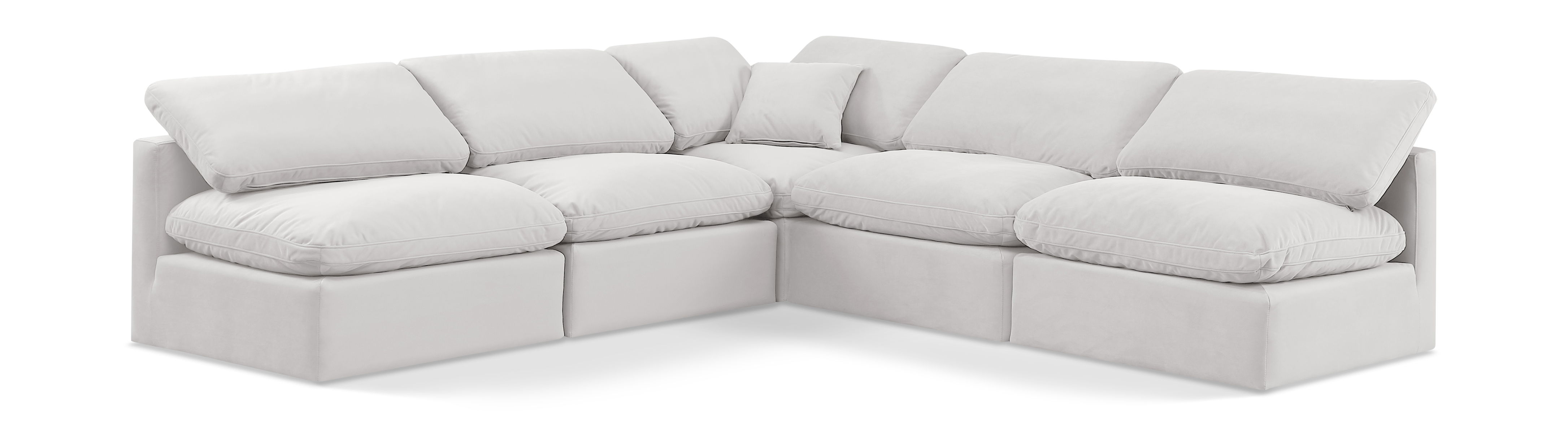 Indulge - Velvet 5 Piece Modular Corner Armless Sectional - Off White