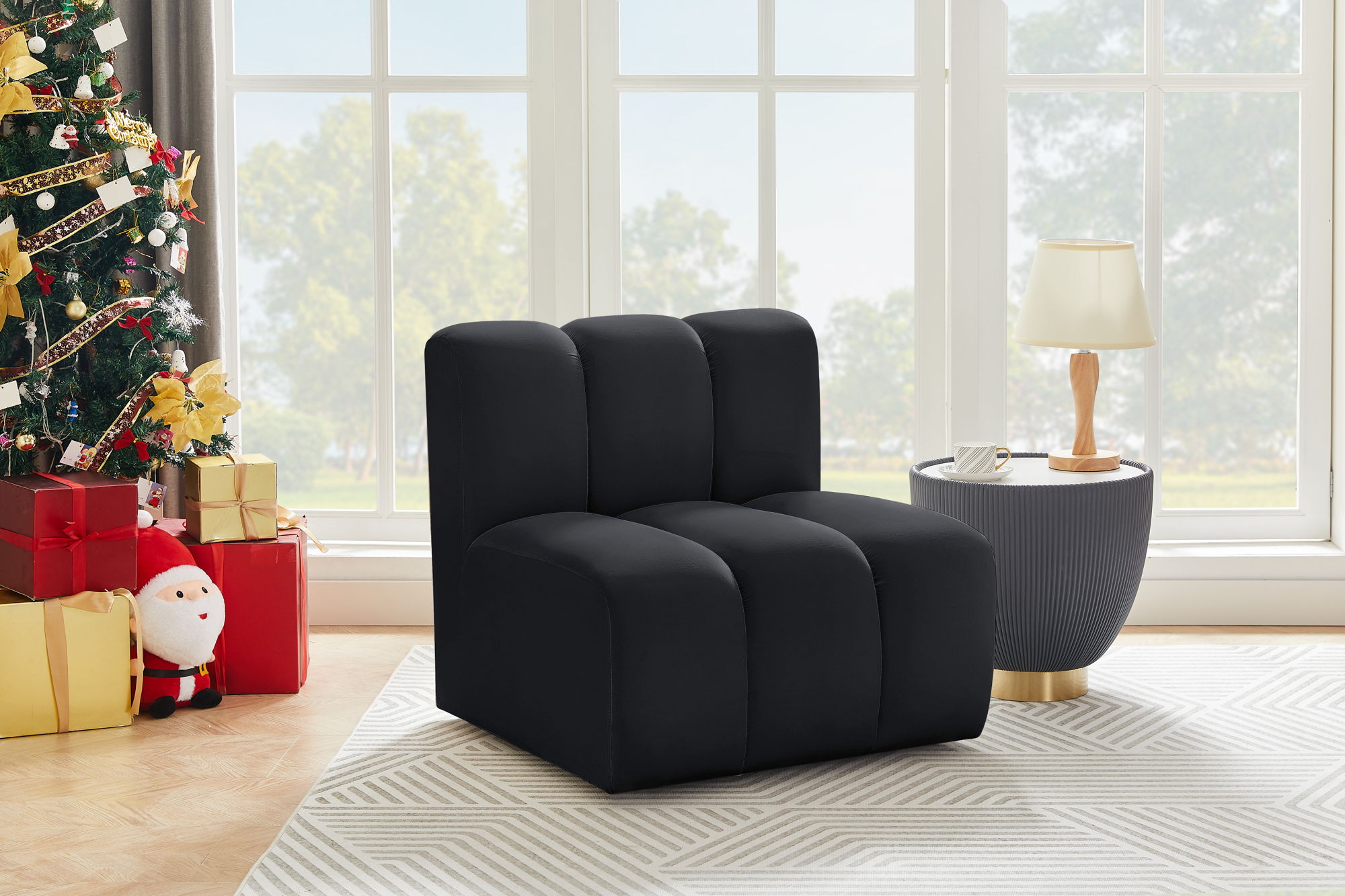 Arc - Velvet Straight Chair - Black