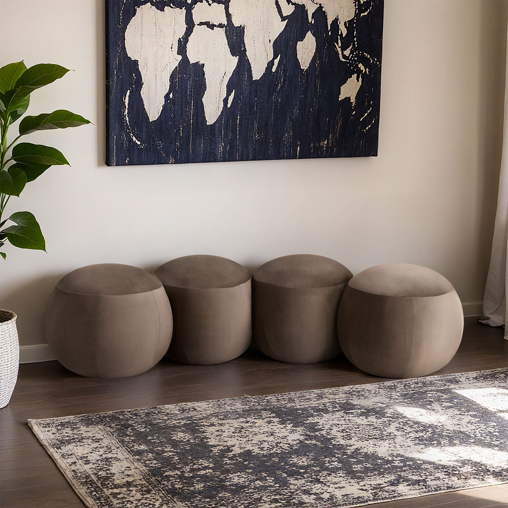 Apollo - 65" Velvet Bench - Taupe