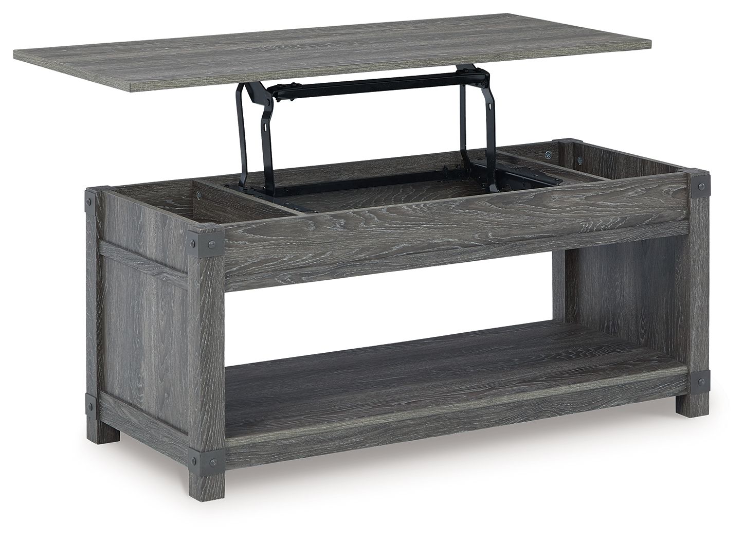 Ashley Furniture Freedan - Rect Lift Top Cocktail Table - Grayish Brown - Image 3