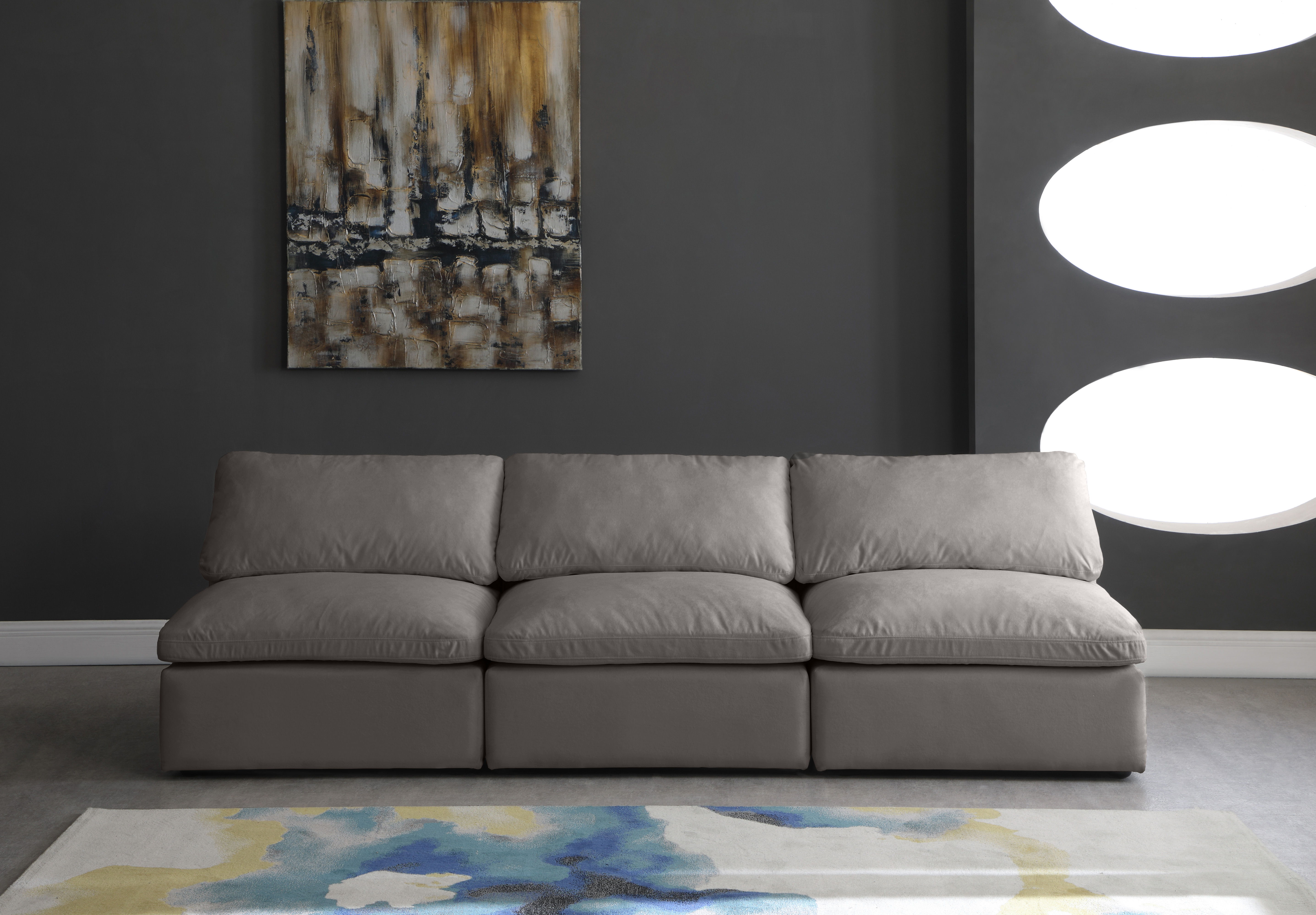 Plush - 3 Piece Modular Armless Sofa - Gray