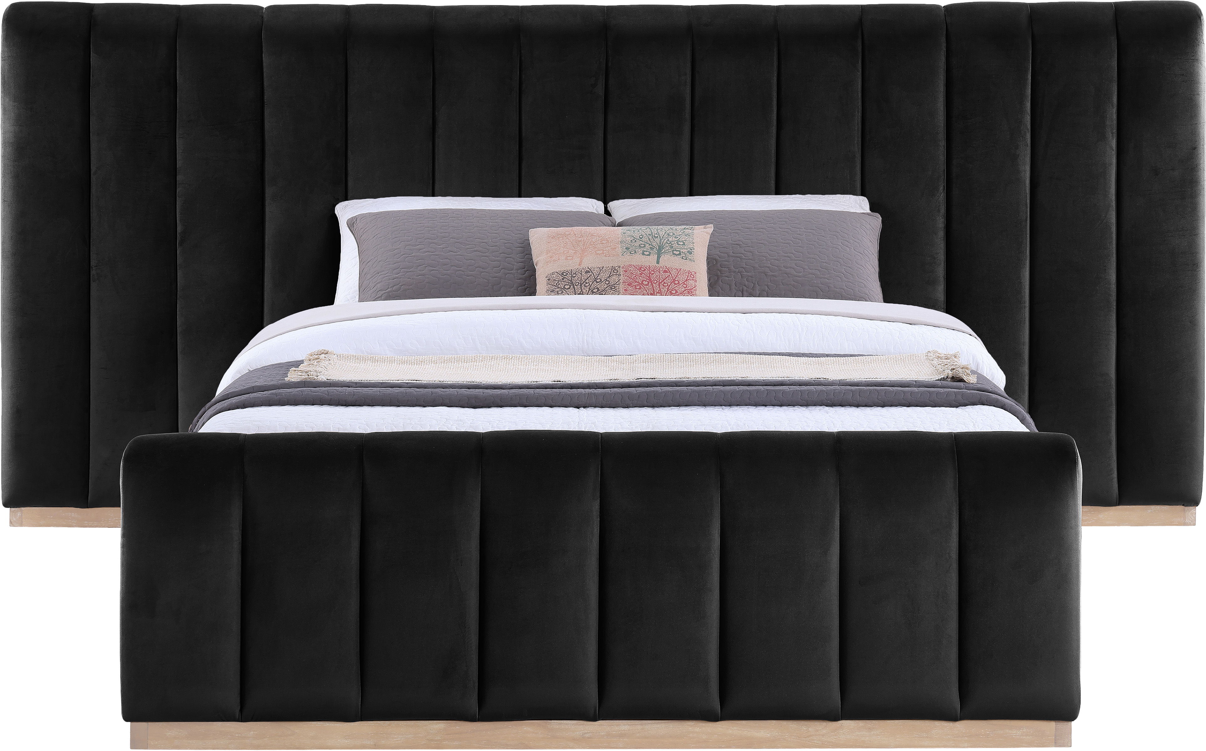 Amara - Velvet Upholstered Queen Bed - Black