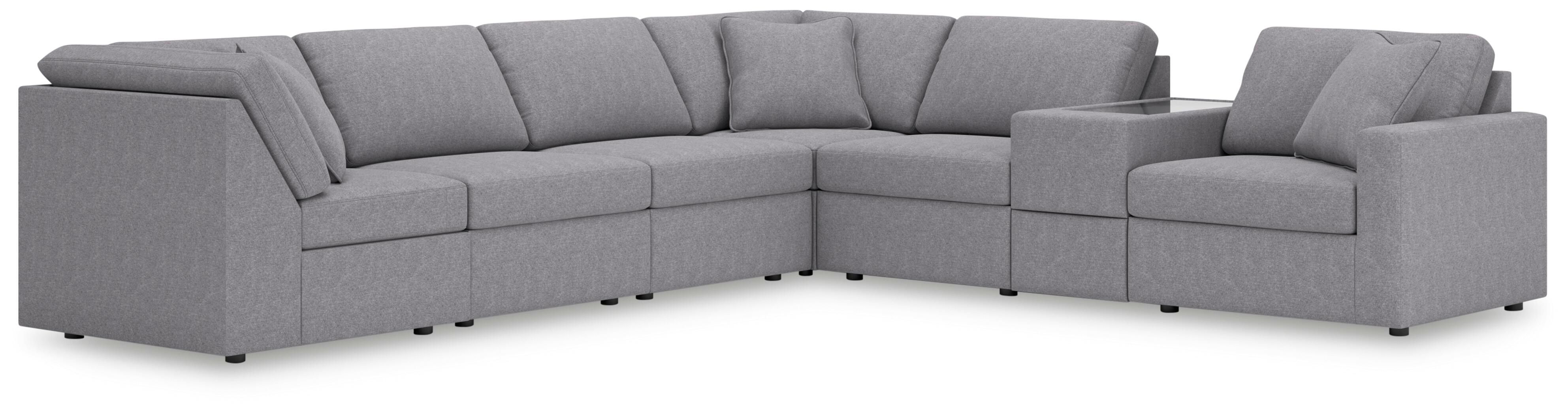 Modmax – 7-Piece Sectional With Storage Console And Raf Corner Chair – Granite