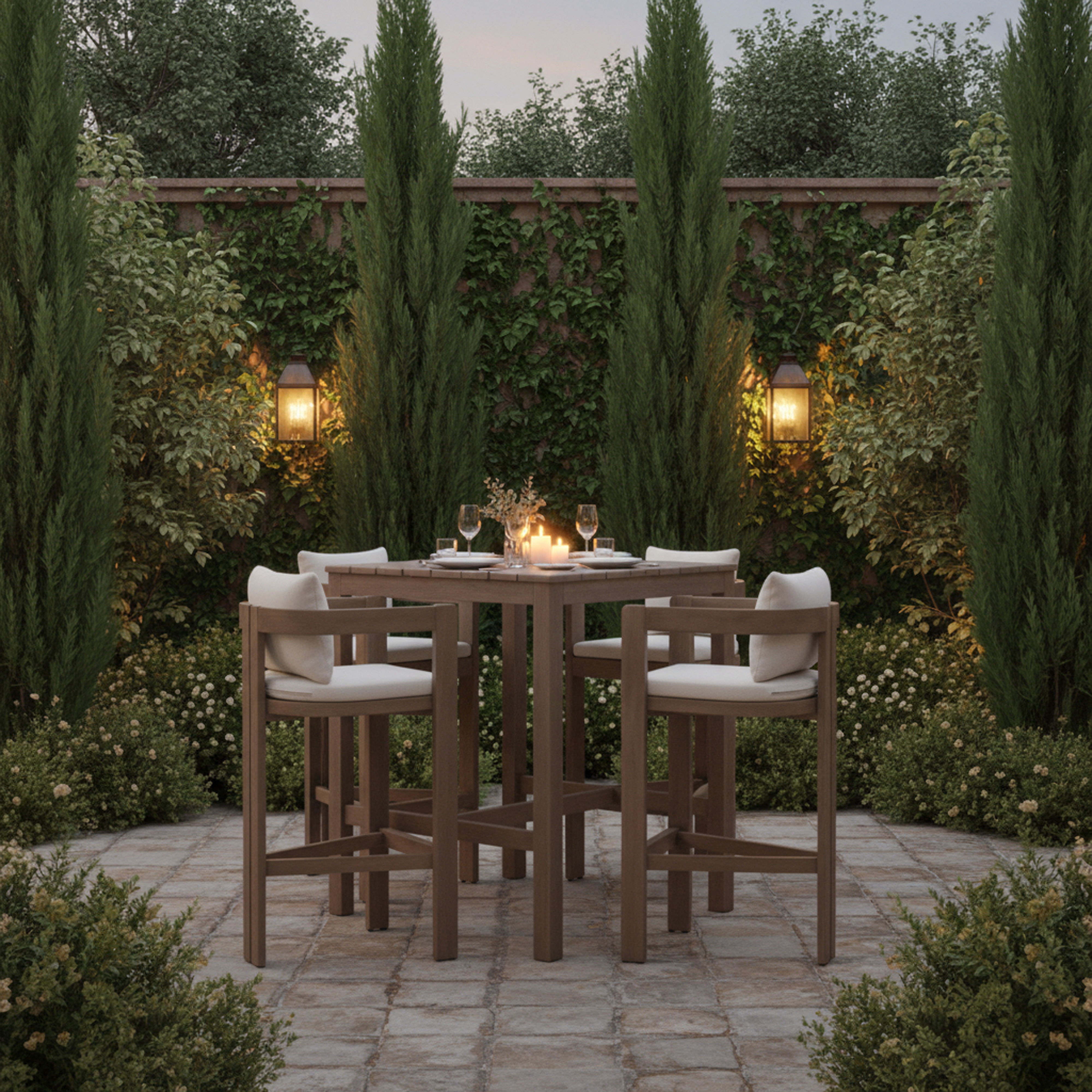Newport - Water Resistant Fabric Upholstered Outdoor Patio Bar Stool - Cream