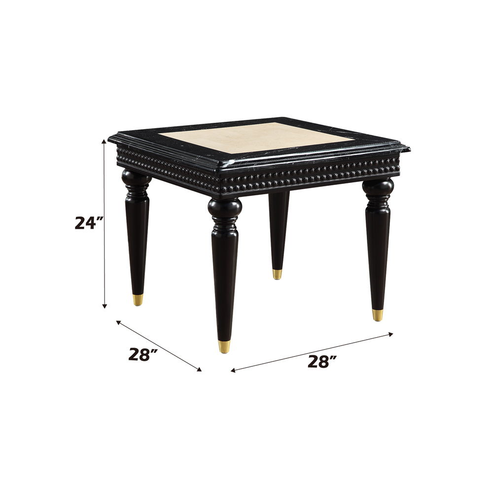 Tayden - End Table With Marble Top - Marble Top & Black, black, view 4