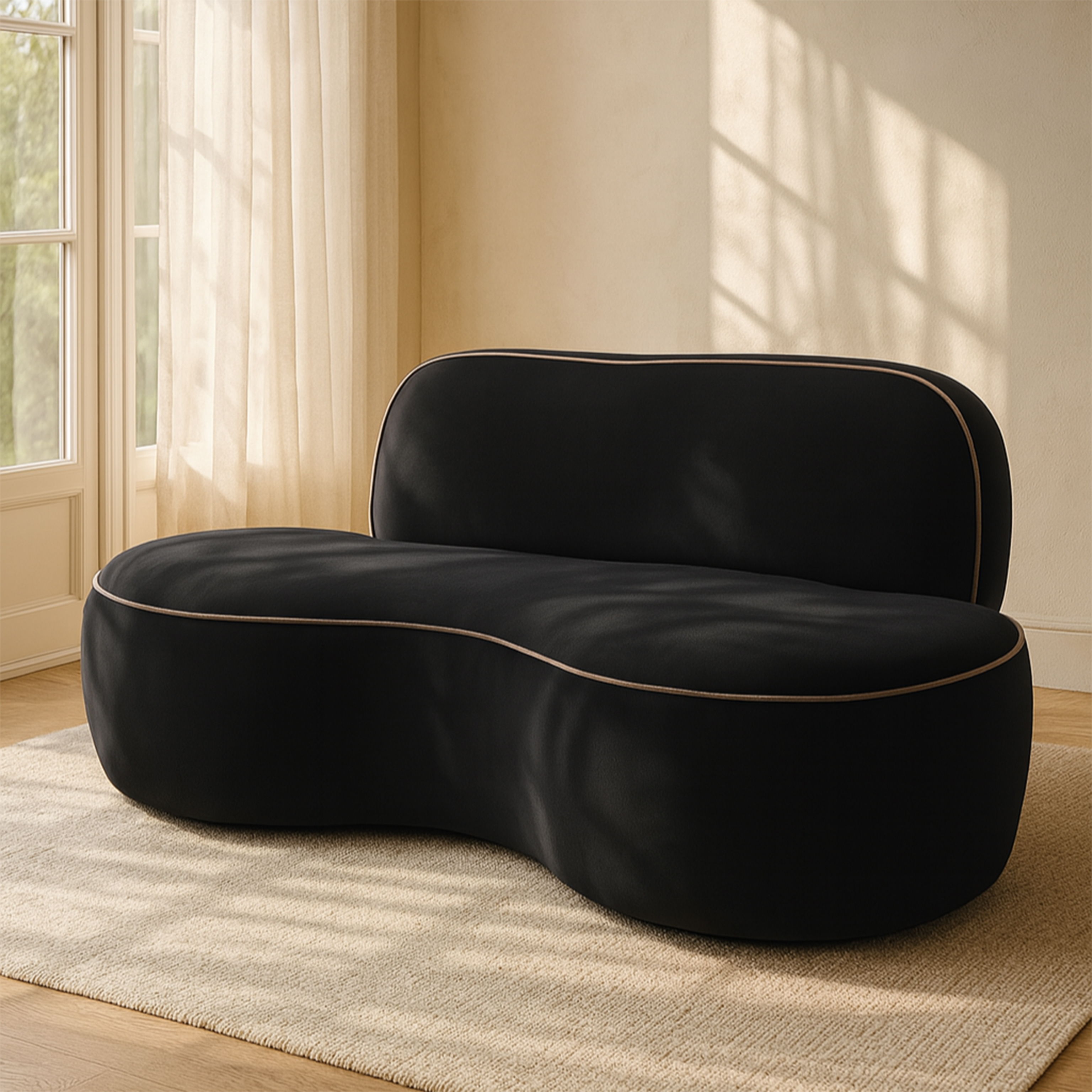 Swerve - Velvet 77" Upholstered Loveseat - Black