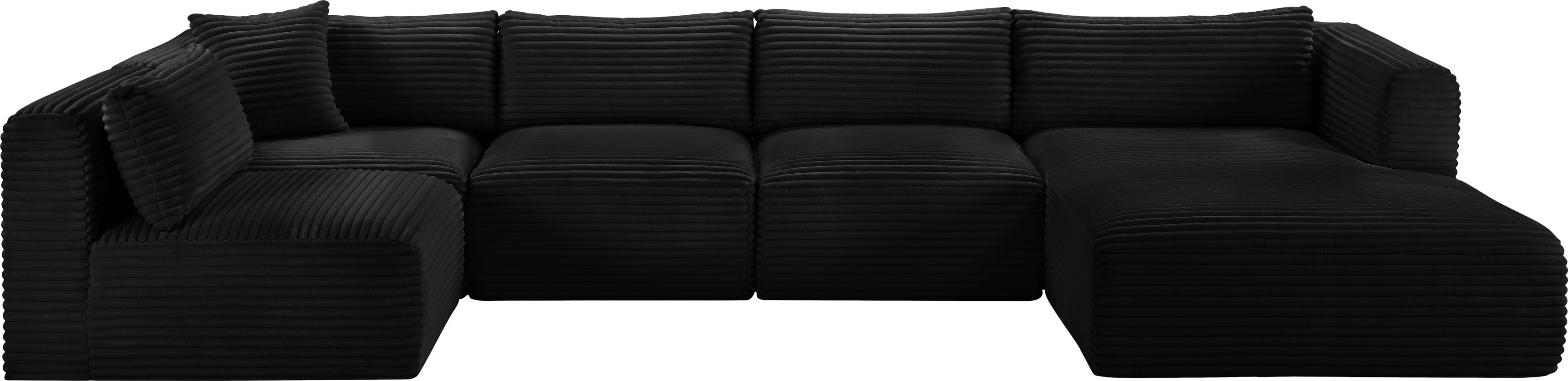 Shaggy - 5 Piece Modular U-Shaped Sectional - Black